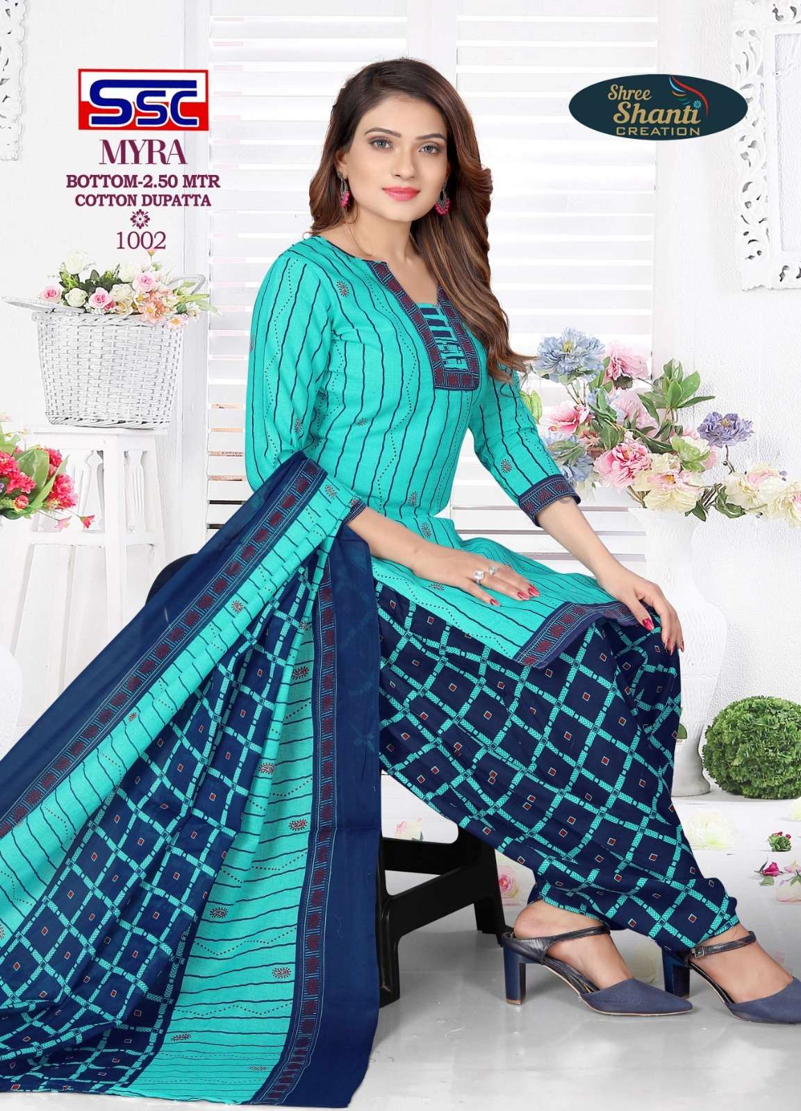 MYRA VOL-6 BY SHREE SHANTI CREATION 1001 TO 1012 SERIES BEAUTIFUL SUITS COLORFUL STYLISH FANCY CASUAL WEAR & ETHNIC WEAR SOFT COTTON DRESSES AT WHOLESALE PRICE