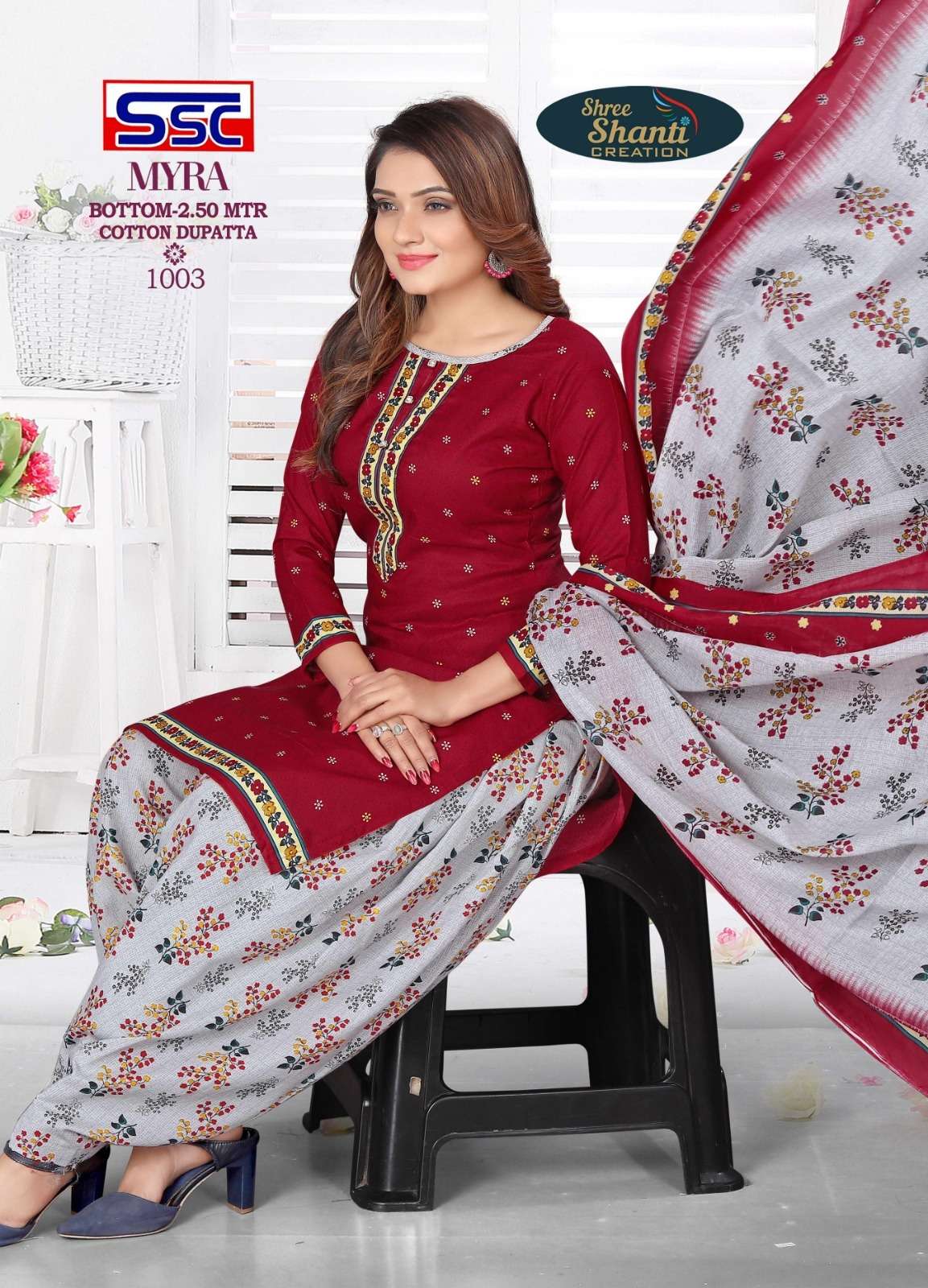 MYRA VOL-6 BY SHREE SHANTI CREATION 1001 TO 1012 SERIES BEAUTIFUL SUITS COLORFUL STYLISH FANCY CASUAL WEAR & ETHNIC WEAR SOFT COTTON DRESSES AT WHOLESALE PRICE