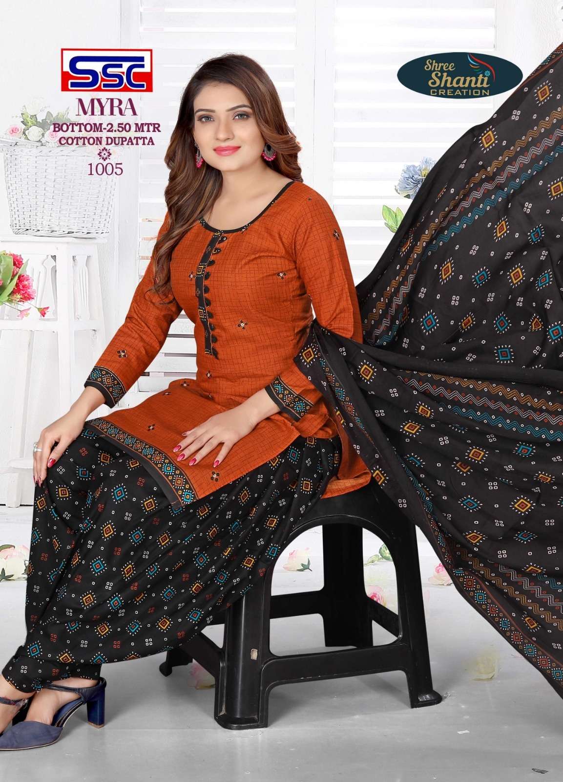 MYRA VOL-6 BY SHREE SHANTI CREATION 1001 TO 1012 SERIES BEAUTIFUL SUITS COLORFUL STYLISH FANCY CASUAL WEAR & ETHNIC WEAR SOFT COTTON DRESSES AT WHOLESALE PRICE