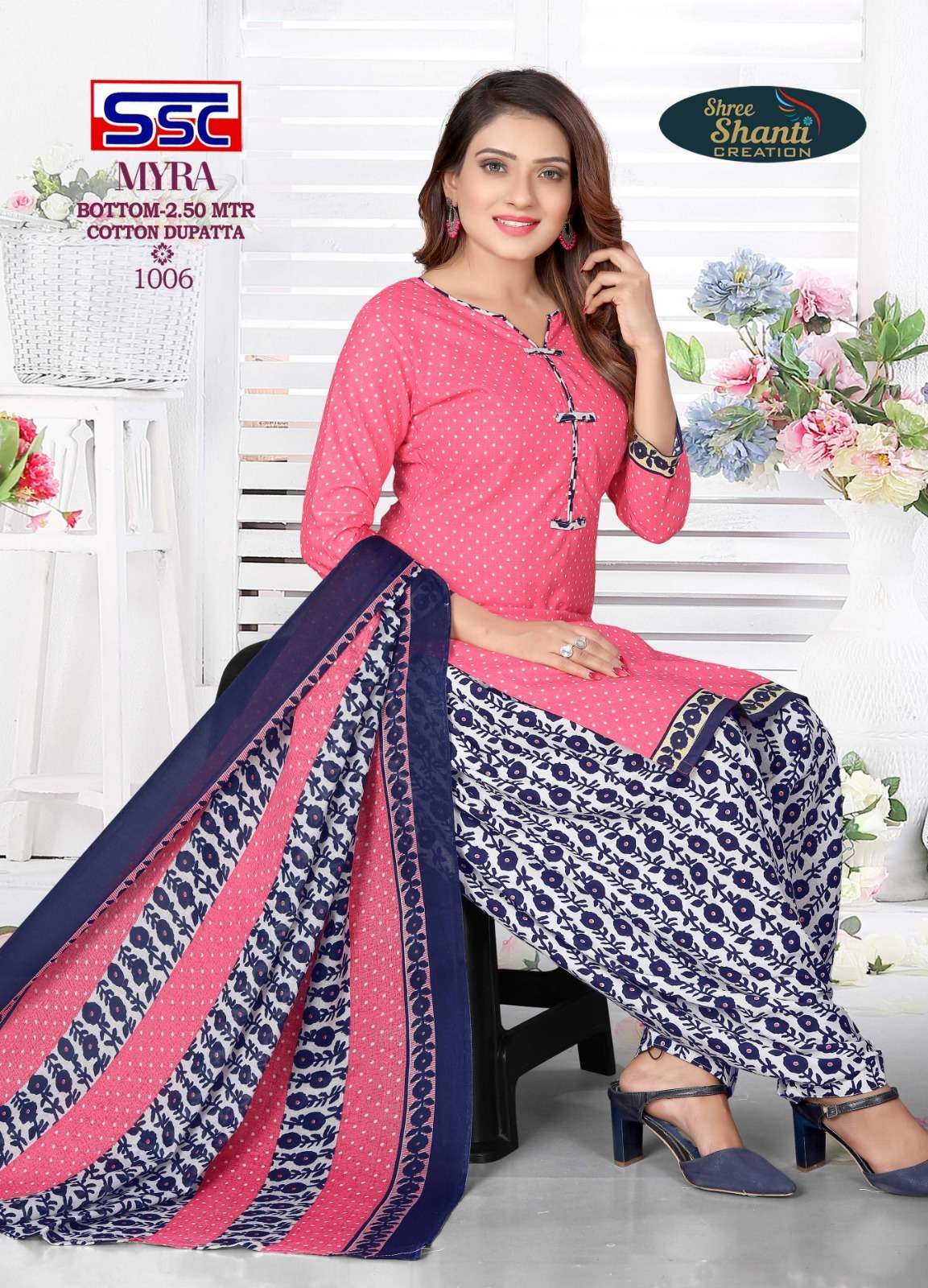 MYRA VOL-6 BY SHREE SHANTI CREATION 1001 TO 1012 SERIES BEAUTIFUL SUITS COLORFUL STYLISH FANCY CASUAL WEAR & ETHNIC WEAR SOFT COTTON DRESSES AT WHOLESALE PRICE