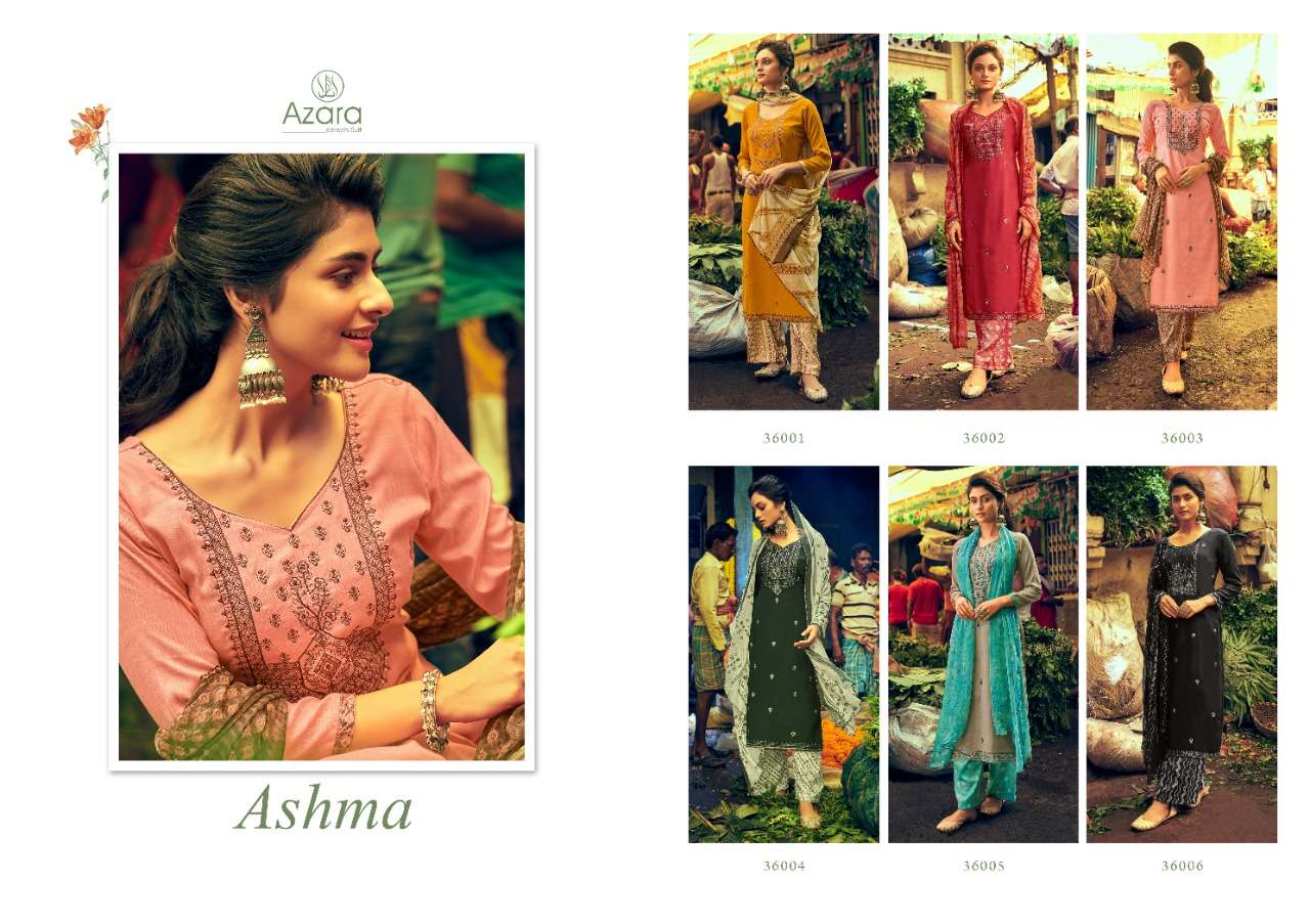 Ashma By Azara 36001 To 36006 Series Beautiful Stylish Suits Fancy Colorful Casual Wear & Ethnic Wear & Ready To Wear Pure Viscose Silk Dresses At Wholesale Price