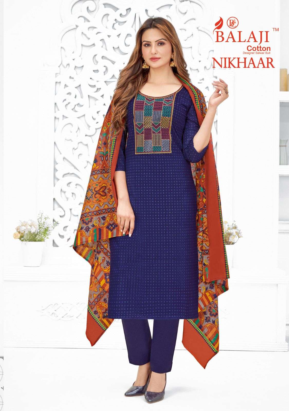 NIKHAAR BY BALAJI COTTON 5001 TO 5010 SERIES BEAUTIFUL SUITS COLORFUL STYLISH FANCY CASUAL WEAR & ETHNIC WEAR COTTON DRESSES AT WHOLESALE PRICE