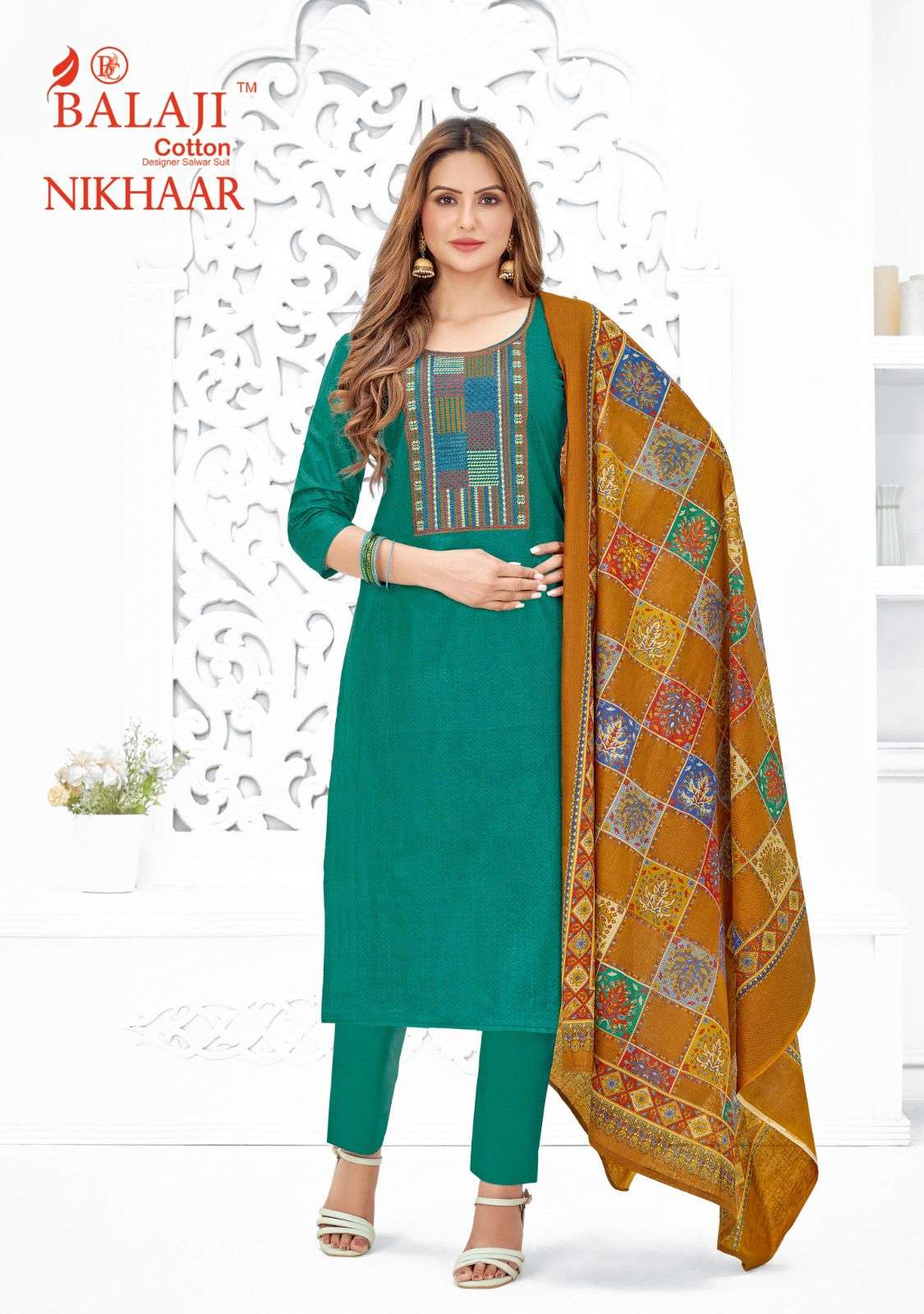 NIKHAAR BY BALAJI COTTON 5001 TO 5010 SERIES BEAUTIFUL SUITS COLORFUL STYLISH FANCY CASUAL WEAR & ETHNIC WEAR COTTON DRESSES AT WHOLESALE PRICE