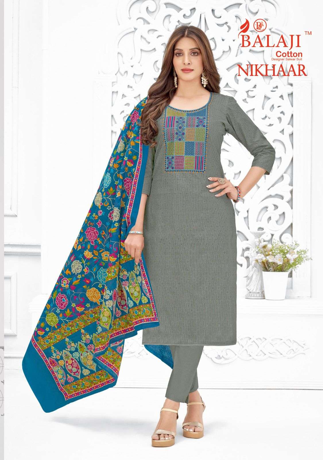 NIKHAAR BY BALAJI COTTON 5001 TO 5010 SERIES BEAUTIFUL SUITS COLORFUL STYLISH FANCY CASUAL WEAR & ETHNIC WEAR COTTON DRESSES AT WHOLESALE PRICE