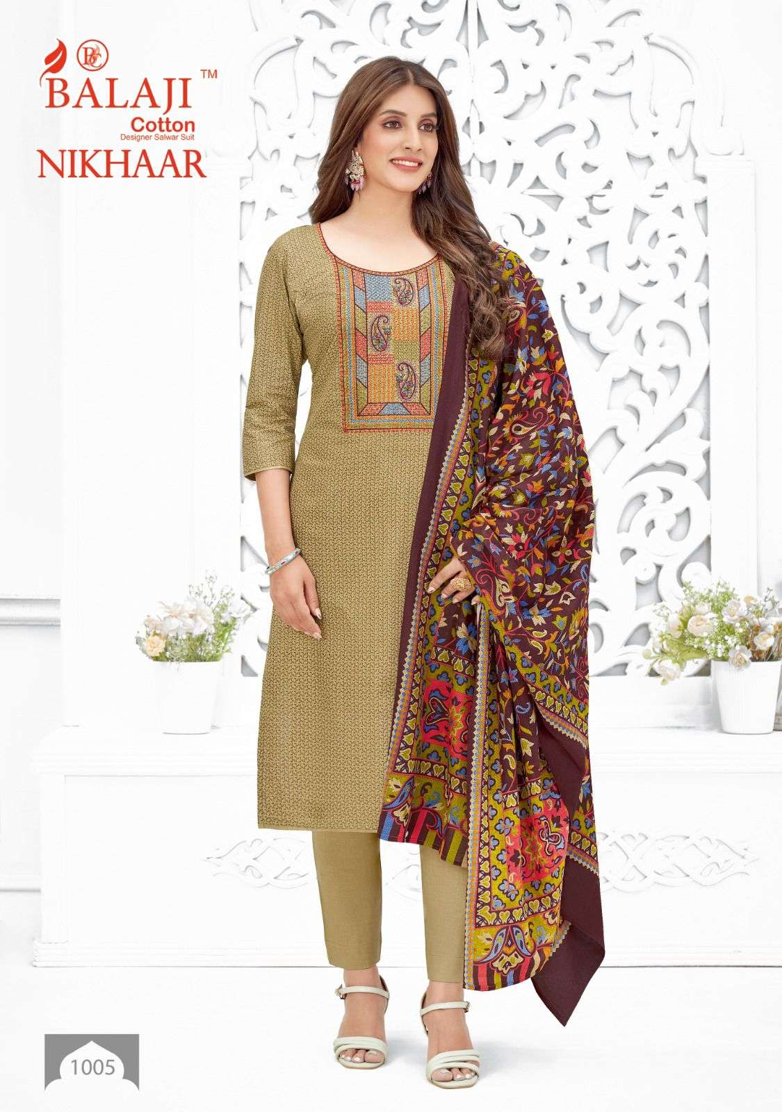 NIKHAAR BY BALAJI COTTON 5001 TO 5010 SERIES BEAUTIFUL SUITS COLORFUL STYLISH FANCY CASUAL WEAR & ETHNIC WEAR COTTON DRESSES AT WHOLESALE PRICE
