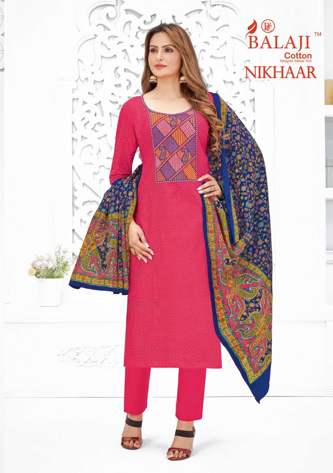 NIKHAAR BY BALAJI COTTON 5001 TO 5010 SERIES BEAUTIFUL SUITS COLORFUL STYLISH FANCY CASUAL WEAR & ETHNIC WEAR COTTON DRESSES AT WHOLESALE PRICE