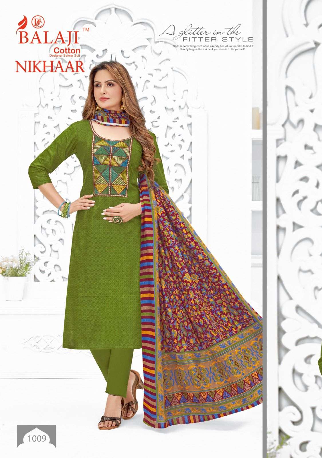 NIKHAAR BY BALAJI COTTON 5001 TO 5010 SERIES BEAUTIFUL SUITS COLORFUL STYLISH FANCY CASUAL WEAR & ETHNIC WEAR COTTON DRESSES AT WHOLESALE PRICE