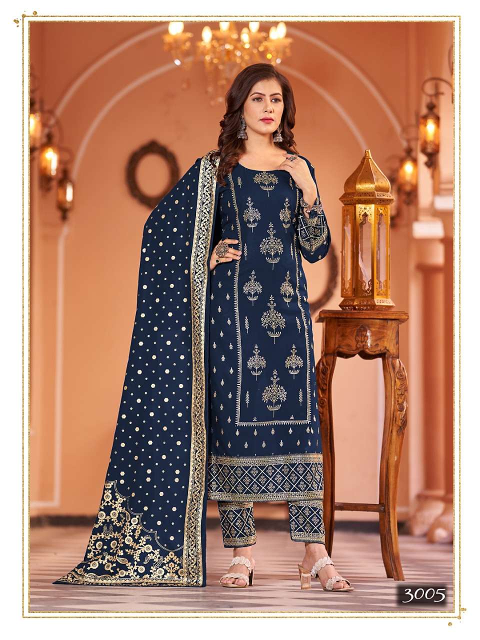 NYKAA VOL-3 BY BANWERY FASHION 3001 TO 3006 SERIES BEAUTIFUL STYLISH SUITS FANCY COLORFUL CASUAL WEAR & ETHNIC WEAR & READY TO WEAR RAYON FOIL DRESSES AT WHOLESALE PRICE