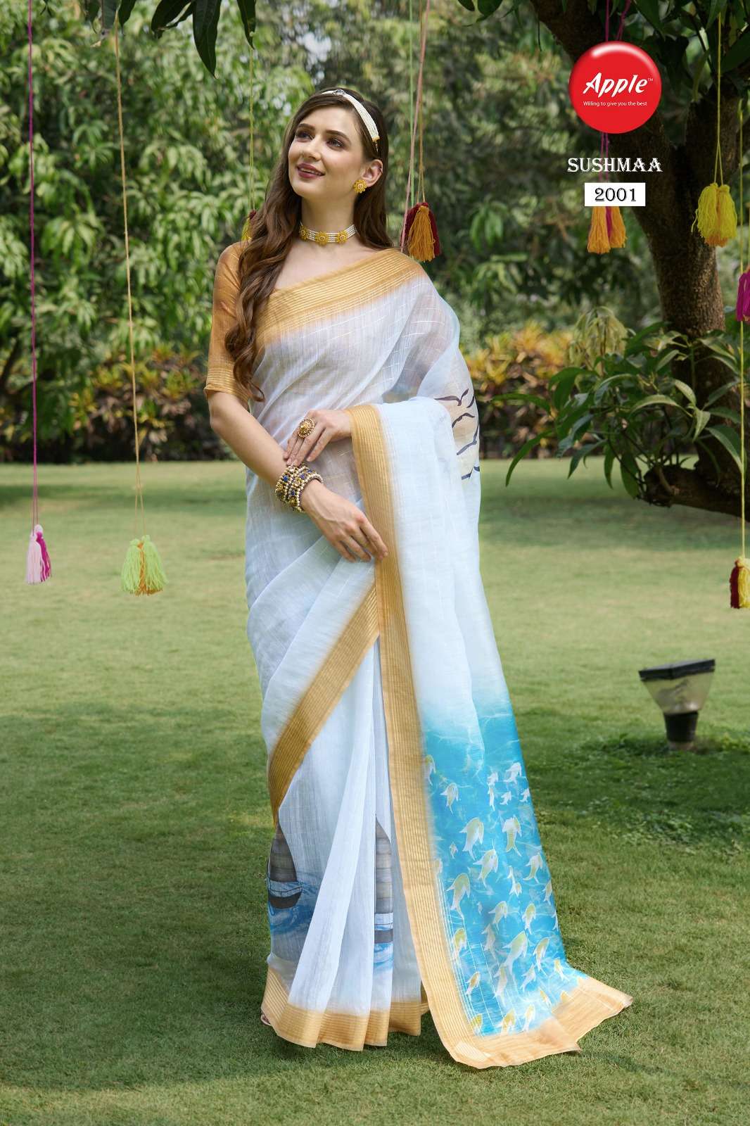 SUSHMAA VOL-20 BY APPLE 2001 TO 2008 SERIES INDIAN TRADITIONAL WEAR COLLECTION BEAUTIFUL STYLISH FANCY COLORFUL PARTY WEAR & OCCASIONAL WEAR SOFT LINEN SAREES AT WHOLESALE PRICE