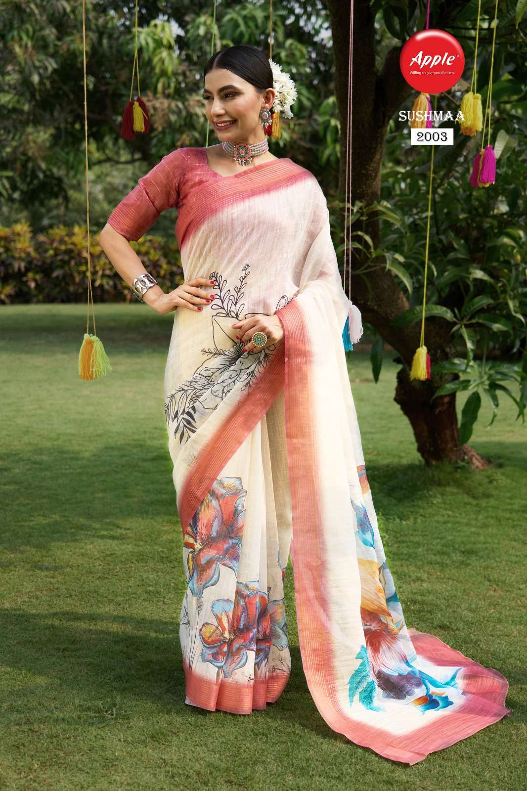 SUSHMAA VOL-20 BY APPLE 2001 TO 2008 SERIES INDIAN TRADITIONAL WEAR COLLECTION BEAUTIFUL STYLISH FANCY COLORFUL PARTY WEAR & OCCASIONAL WEAR SOFT LINEN SAREES AT WHOLESALE PRICE