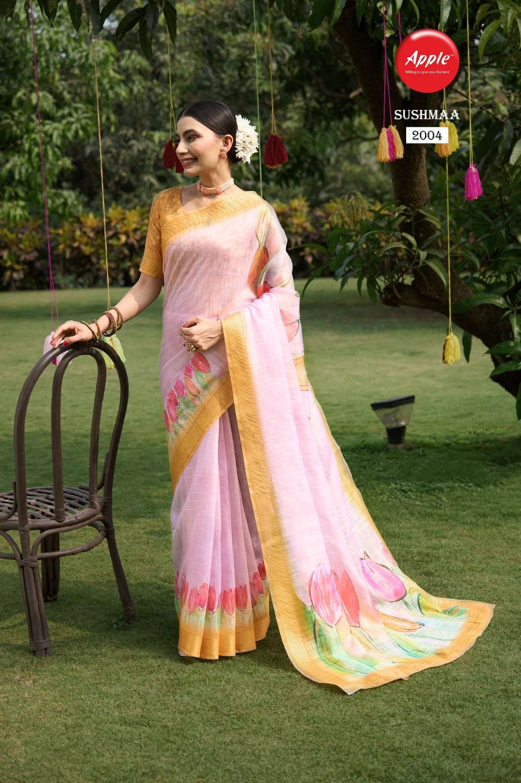 SUSHMAA VOL-20 BY APPLE 2001 TO 2008 SERIES INDIAN TRADITIONAL WEAR COLLECTION BEAUTIFUL STYLISH FANCY COLORFUL PARTY WEAR & OCCASIONAL WEAR SOFT LINEN SAREES AT WHOLESALE PRICE