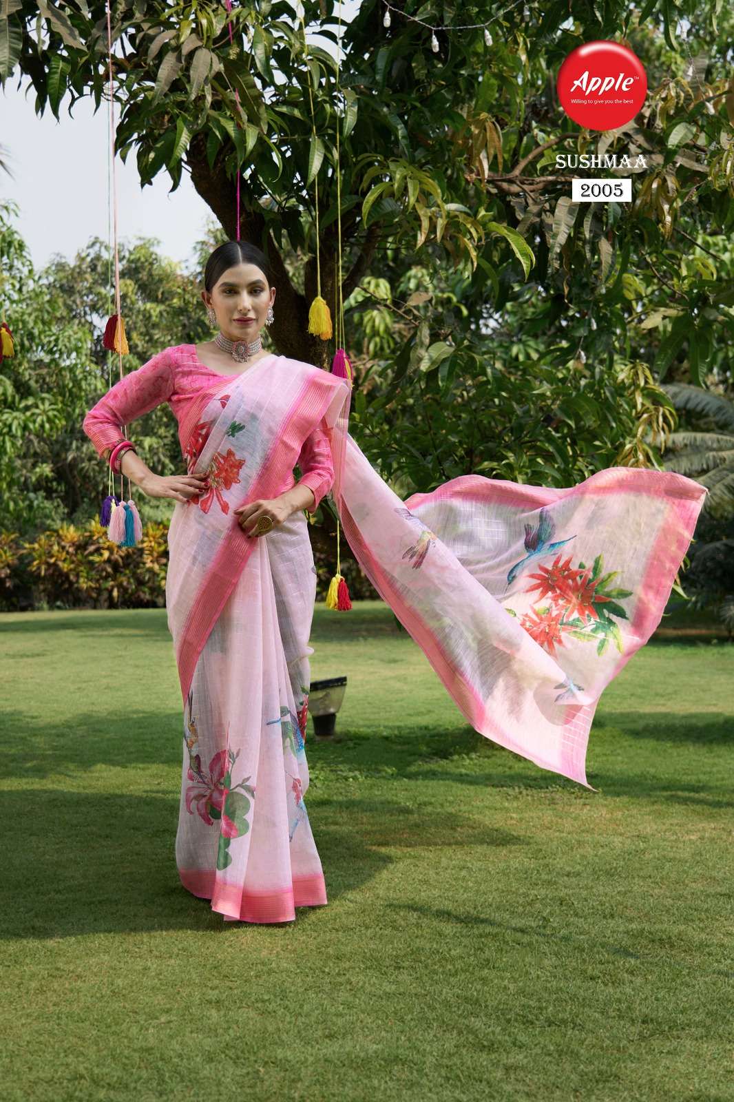 SUSHMAA VOL-20 BY APPLE 2001 TO 2008 SERIES INDIAN TRADITIONAL WEAR COLLECTION BEAUTIFUL STYLISH FANCY COLORFUL PARTY WEAR & OCCASIONAL WEAR SOFT LINEN SAREES AT WHOLESALE PRICE