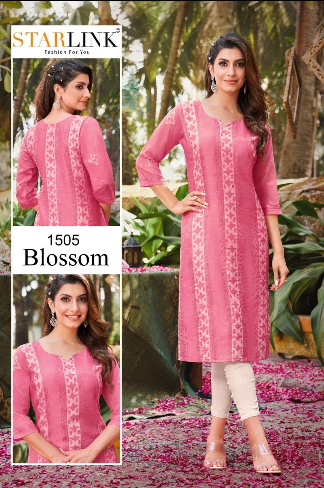 BLOSSOM BY STARLINK 1501 TO 1512 SERIES DESIGNER STYLISH FANCY COLORFUL BEAUTIFUL PARTY WEAR & ETHNIC WEAR COLLECTION CHANDERI EMBROIDERED KURTIS AT WHOLESALE PRICE