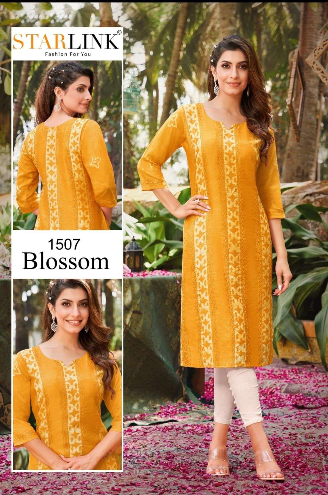 BLOSSOM BY STARLINK 1501 TO 1512 SERIES DESIGNER STYLISH FANCY COLORFUL BEAUTIFUL PARTY WEAR & ETHNIC WEAR COLLECTION CHANDERI EMBROIDERED KURTIS AT WHOLESALE PRICE