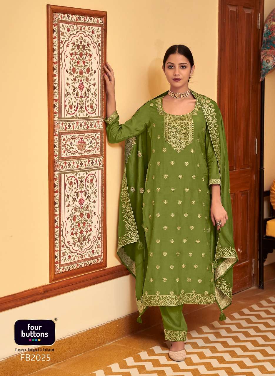SABAA BY FOUR BUTTONS 2021 TO 2026 SERIES BEAUTIFUL STYLISH SUITS FANCY COLORFUL CASUAL WEAR & ETHNIC WEAR & READY TO WEAR SILK JACQUARD DRESSES AT WHOLESALE PRICE