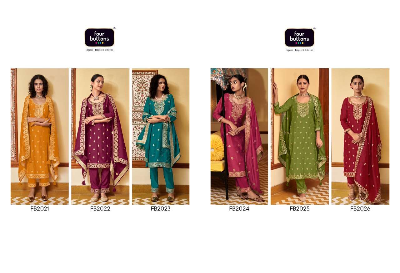 SABAA BY FOUR BUTTONS 2021 TO 2026 SERIES BEAUTIFUL STYLISH SUITS FANCY COLORFUL CASUAL WEAR & ETHNIC WEAR & READY TO WEAR SILK JACQUARD DRESSES AT WHOLESALE PRICE