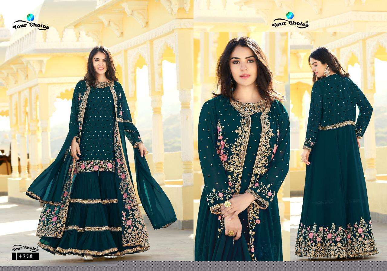 Fashionista Vol-2 By Your Choice 4355 To 4360 Series Beautiful Sharara Suits Colorful Stylish Fancy Casual Wear & Ethnic Wear Georgette Embroidered Dresses At Wholesale Price