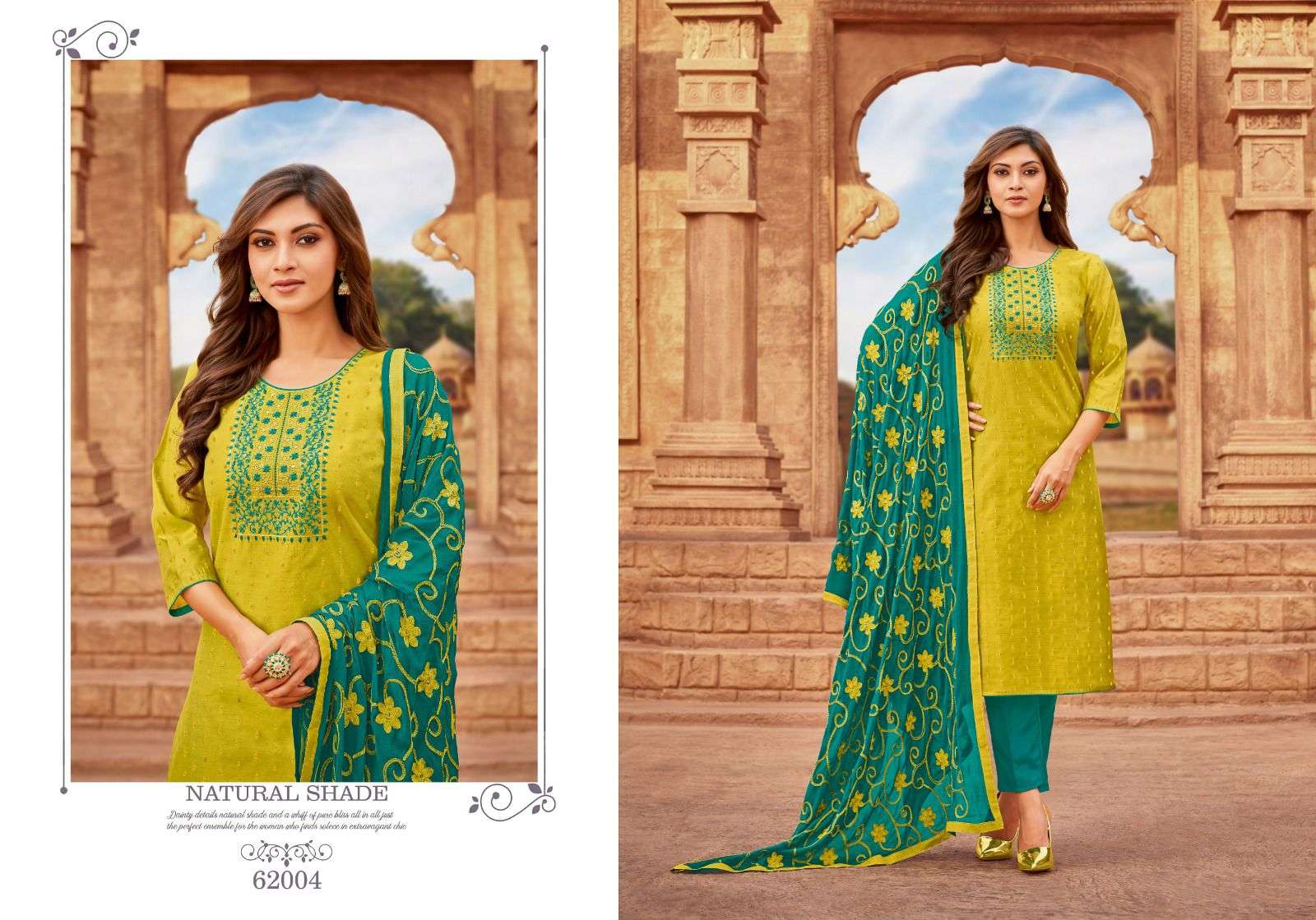 MAIRIN VOL-9 BY KAPIL TRENDZ 62001 TO 62010 SERIES BEAUTIFUL STYLISH SUITS FANCY COLORFUL CASUAL WEAR & ETHNIC WEAR & READY TO WEAR CHANDERI WITH WORK DRESSES AT WHOLESALE PRICE