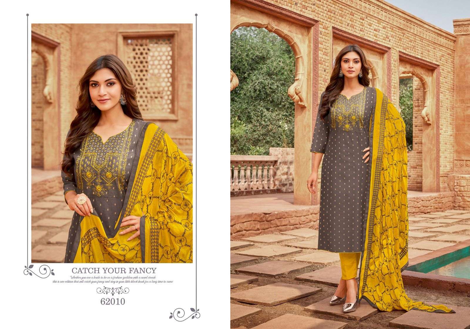 MAIRIN VOL-9 BY KAPIL TRENDZ 62001 TO 62010 SERIES BEAUTIFUL STYLISH SUITS FANCY COLORFUL CASUAL WEAR & ETHNIC WEAR & READY TO WEAR CHANDERI WITH WORK DRESSES AT WHOLESALE PRICE
