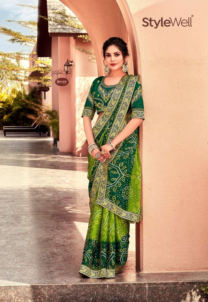 MANGALAM VOL-2 BY STYLEWELL 711 TO 721 SERIES INDIAN TRADITIONAL WEAR COLLECTION BEAUTIFUL STYLISH FANCY COLORFUL PARTY WEAR & OCCASIONAL WEAR BANDHEJ SAREES AT WHOLESALE PRICE