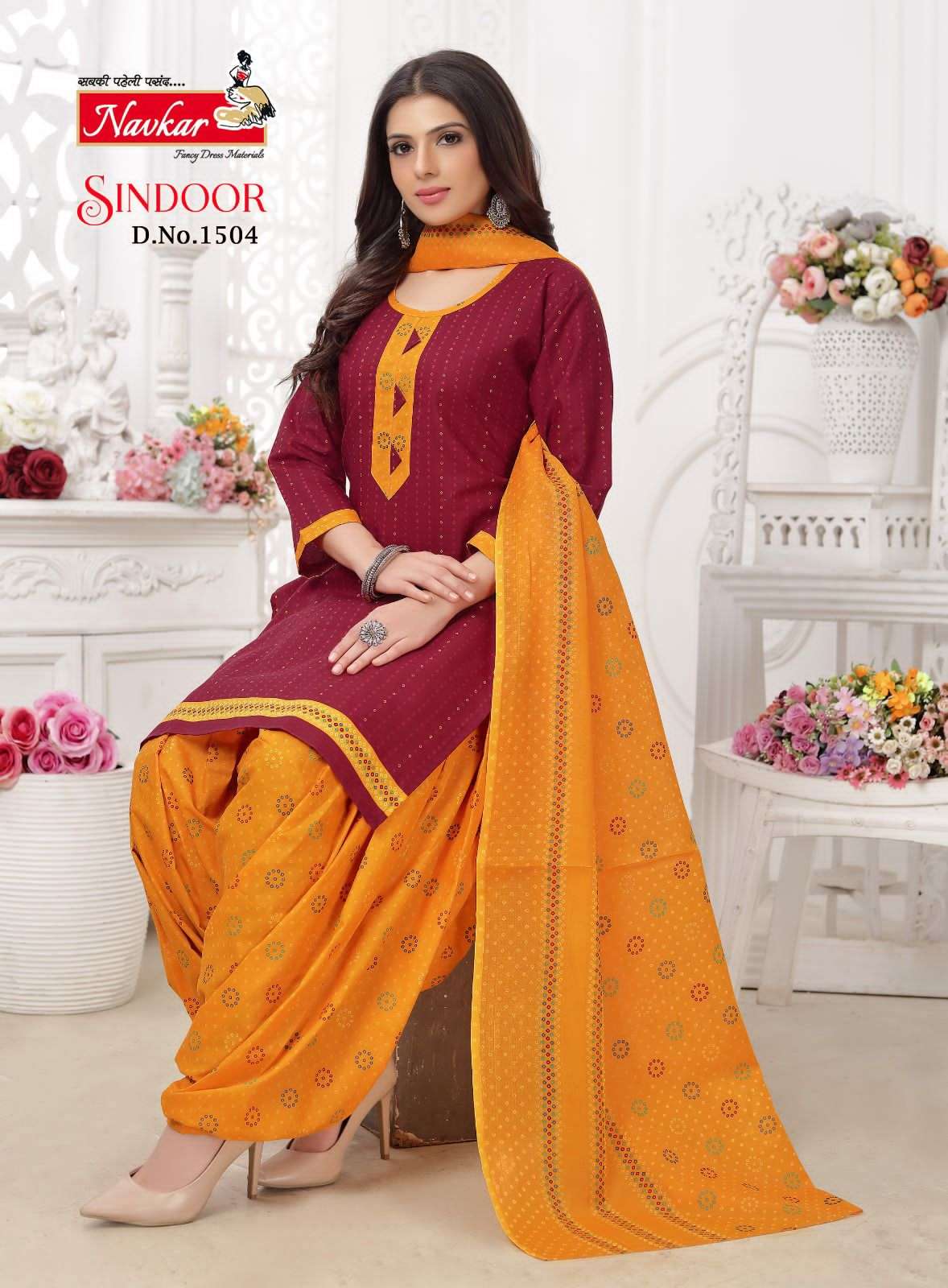 SINDOOR VOL-15 BY NAVKAR 1501 TO 1516 SERIES BEAUTIFUL PATIYALA SUITS COLORFUL STYLISH FANCY CASUAL WEAR & ETHNIC WEAR PURE COTTON PRINT DRESSES AT WHOLESALE PRICE