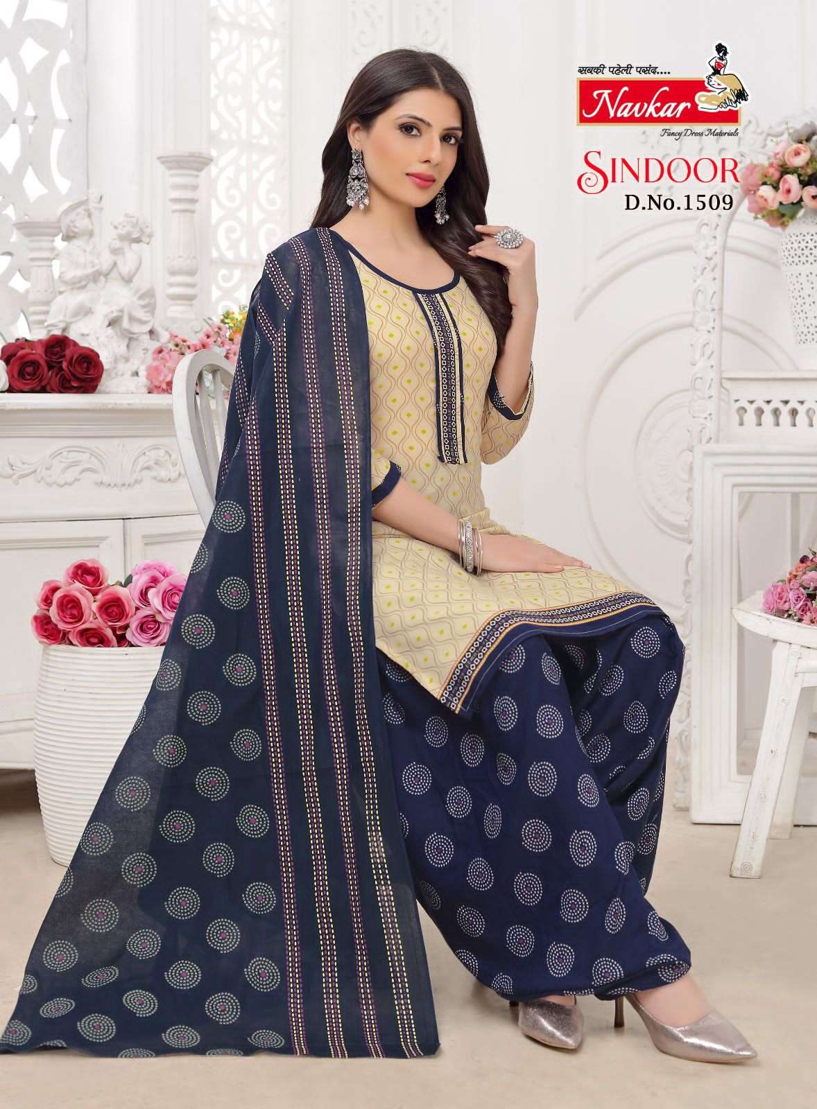SINDOOR VOL-15 BY NAVKAR 1501 TO 1516 SERIES BEAUTIFUL PATIYALA SUITS COLORFUL STYLISH FANCY CASUAL WEAR & ETHNIC WEAR PURE COTTON PRINT DRESSES AT WHOLESALE PRICE