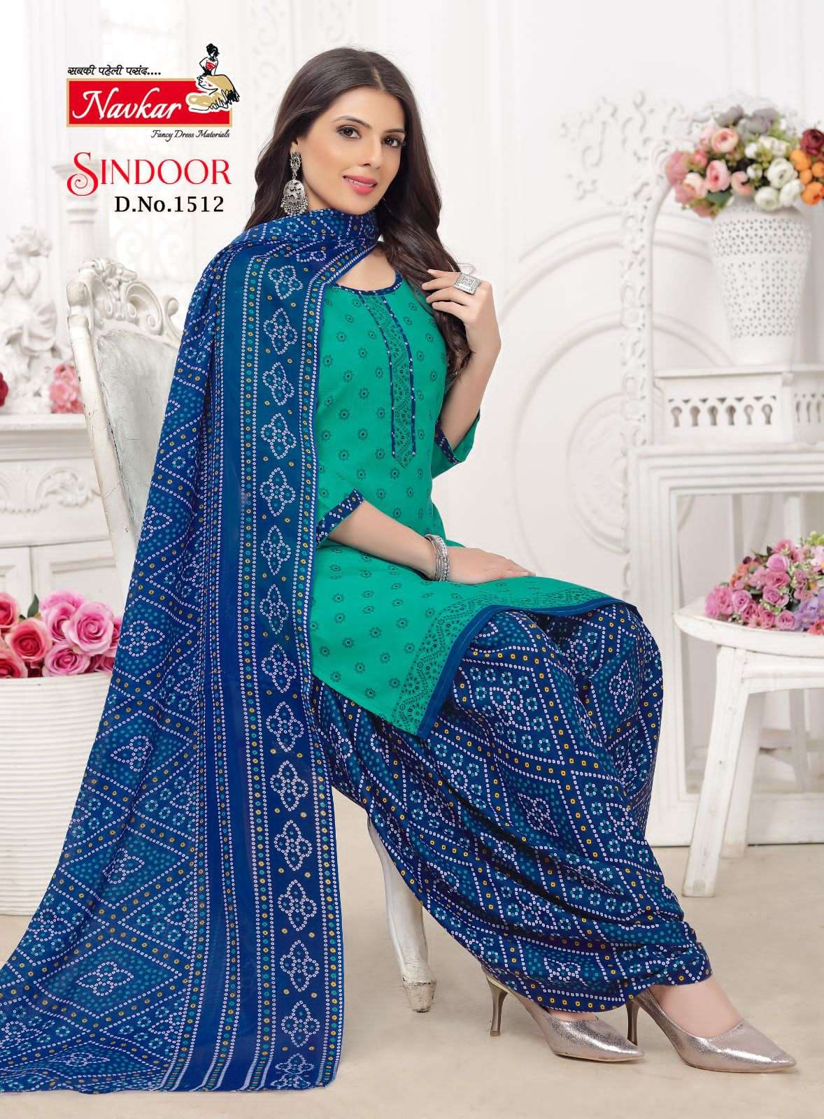 SINDOOR VOL-15 BY NAVKAR 1501 TO 1516 SERIES BEAUTIFUL PATIYALA SUITS COLORFUL STYLISH FANCY CASUAL WEAR & ETHNIC WEAR PURE COTTON PRINT DRESSES AT WHOLESALE PRICE