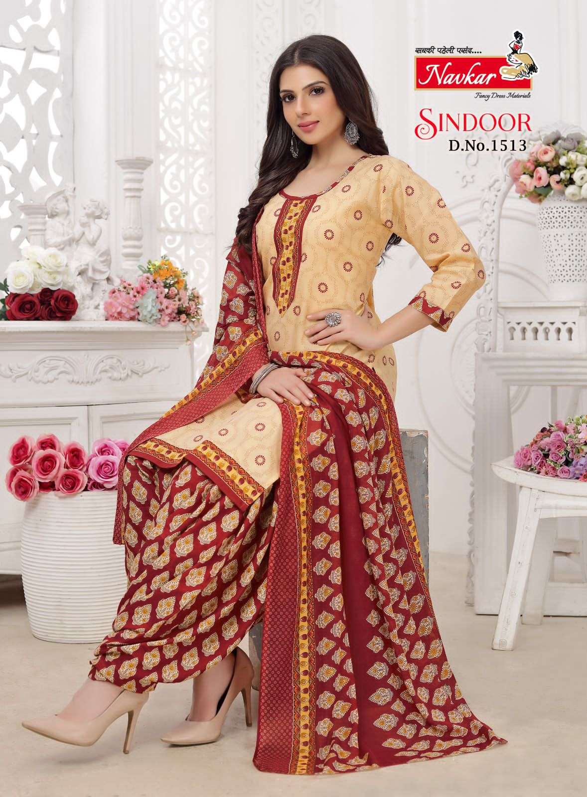 SINDOOR VOL-15 BY NAVKAR 1501 TO 1516 SERIES BEAUTIFUL PATIYALA SUITS COLORFUL STYLISH FANCY CASUAL WEAR & ETHNIC WEAR PURE COTTON PRINT DRESSES AT WHOLESALE PRICE