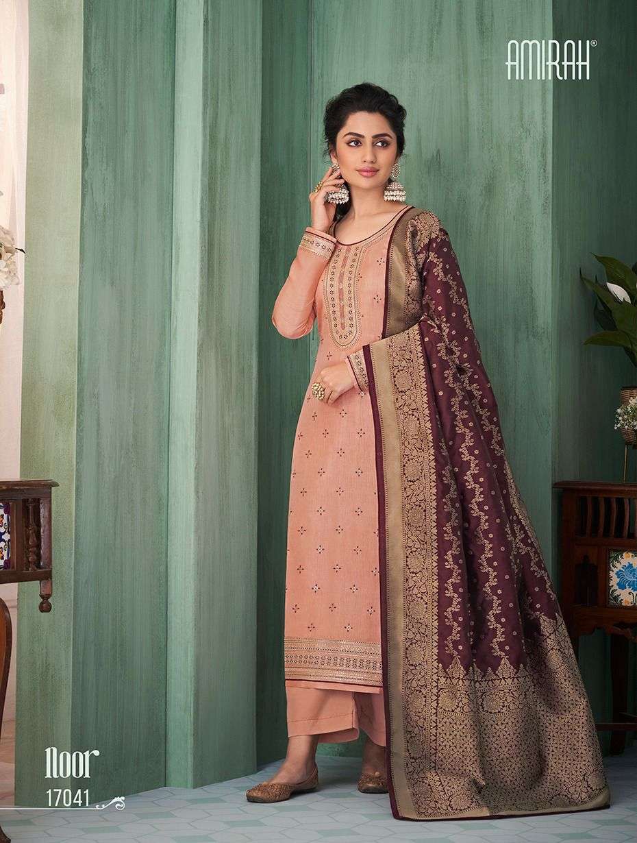 Noor By Amirah 17041 To 17046 Series Beautiful Suits Colorful Stylish Fancy Casual Wear & Ethnic Wear Chinnon Silk Dresses At Wholesale Price