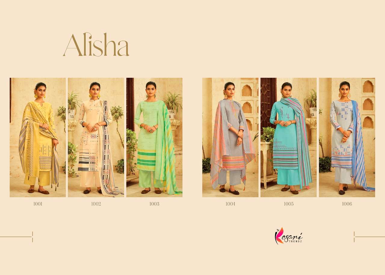 ALISHA BY KESARI TRENDZ 1001 TO 1006 SERIES BEAUTIFUL SUITS COLORFUL STYLISH FANCY CASUAL WEAR & ETHNIC WEAR COTTON LAWN PRINT DRESSES AT WHOLESALE PRICE