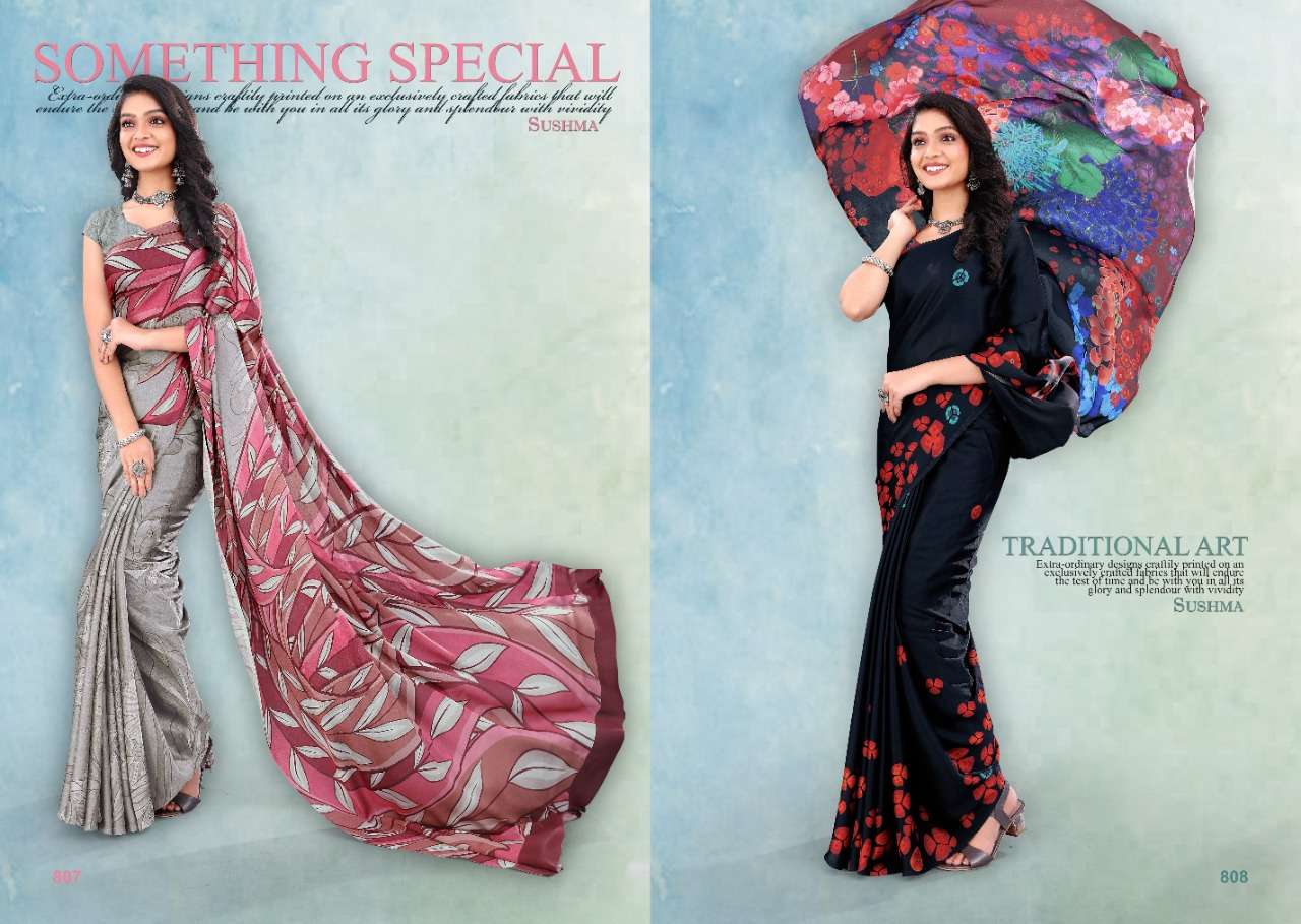 Innovative By Sushma 801 To 810 Series Indian Traditional Wear Collection Beautiful Stylish Fancy Colorful Party Wear & Occasional Wear Satin Sarees At Wholesale Price