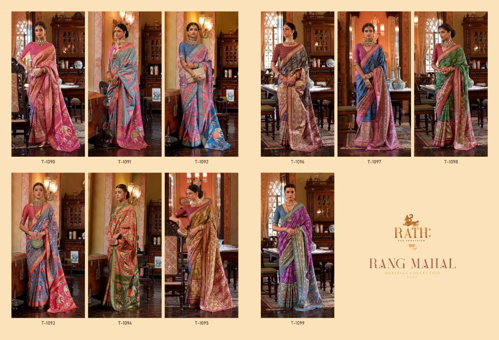 Rang Mahal By Rath 1090 To 1099 Series Indian Traditional Wear Collection Beautiful Stylish Fancy Colorful Party Wear & Occasional Wear Tussar Silk Sarees At Wholesale Price