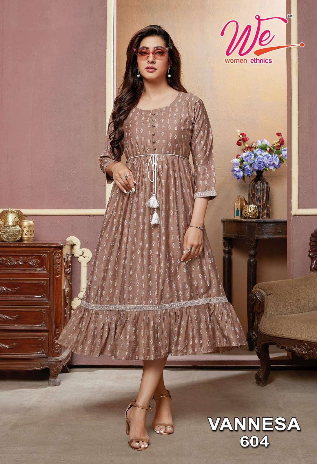 VANNESA BY WOMEN ETHNIC 601 TO 606 SERIES DESIGNER STYLISH FANCY COLORFUL BEAUTIFUL PARTY WEAR & ETHNIC WEAR COLLECTION VISCOSE RAYON KURTIS AT WHOLESALE PRICE