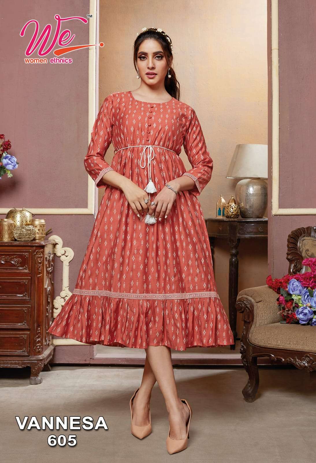 VANNESA BY WOMEN ETHNIC 601 TO 606 SERIES DESIGNER STYLISH FANCY COLORFUL BEAUTIFUL PARTY WEAR & ETHNIC WEAR COLLECTION VISCOSE RAYON KURTIS AT WHOLESALE PRICE