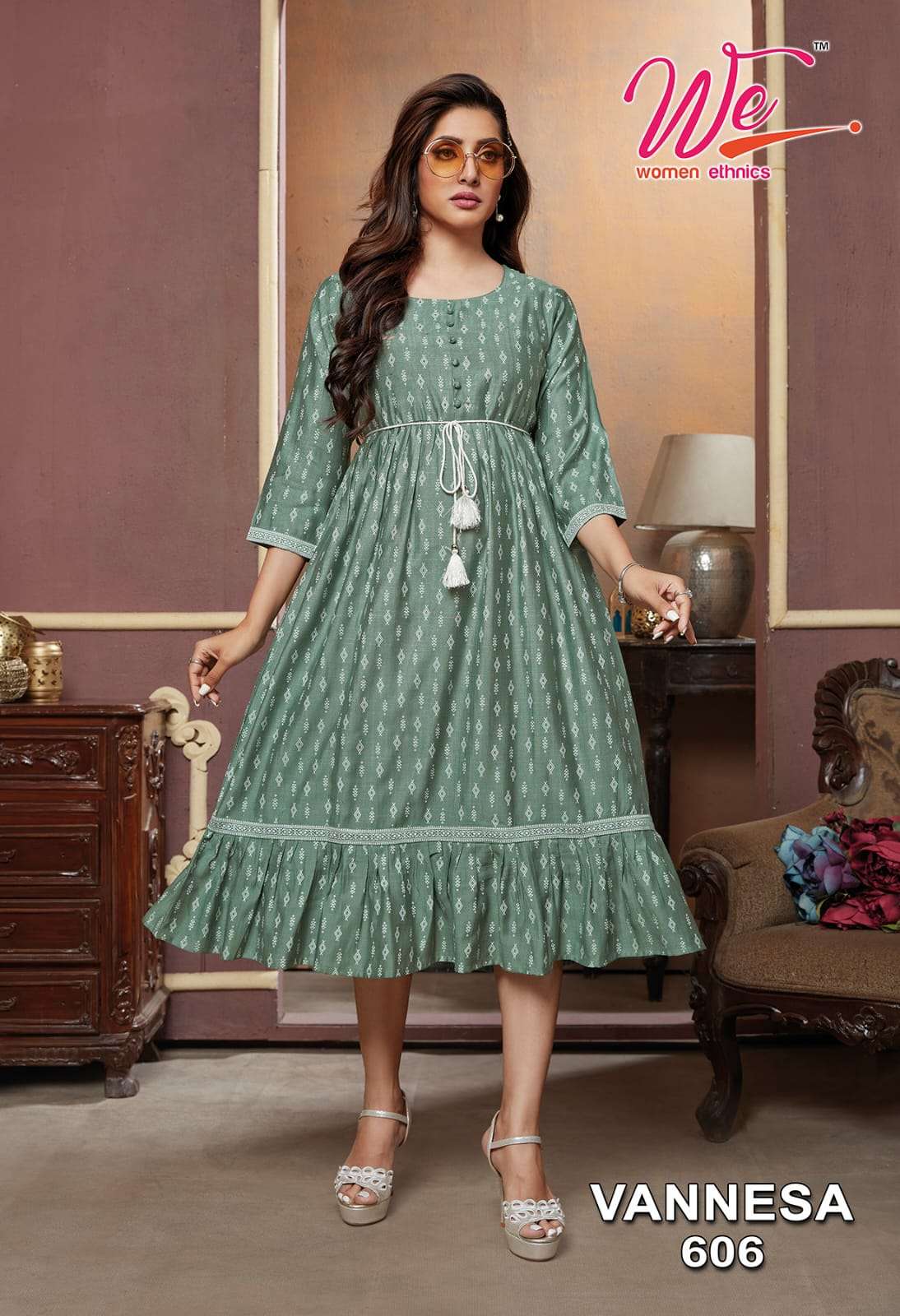VANNESA BY WOMEN ETHNIC 601 TO 606 SERIES DESIGNER STYLISH FANCY COLORFUL BEAUTIFUL PARTY WEAR & ETHNIC WEAR COLLECTION VISCOSE RAYON KURTIS AT WHOLESALE PRICE