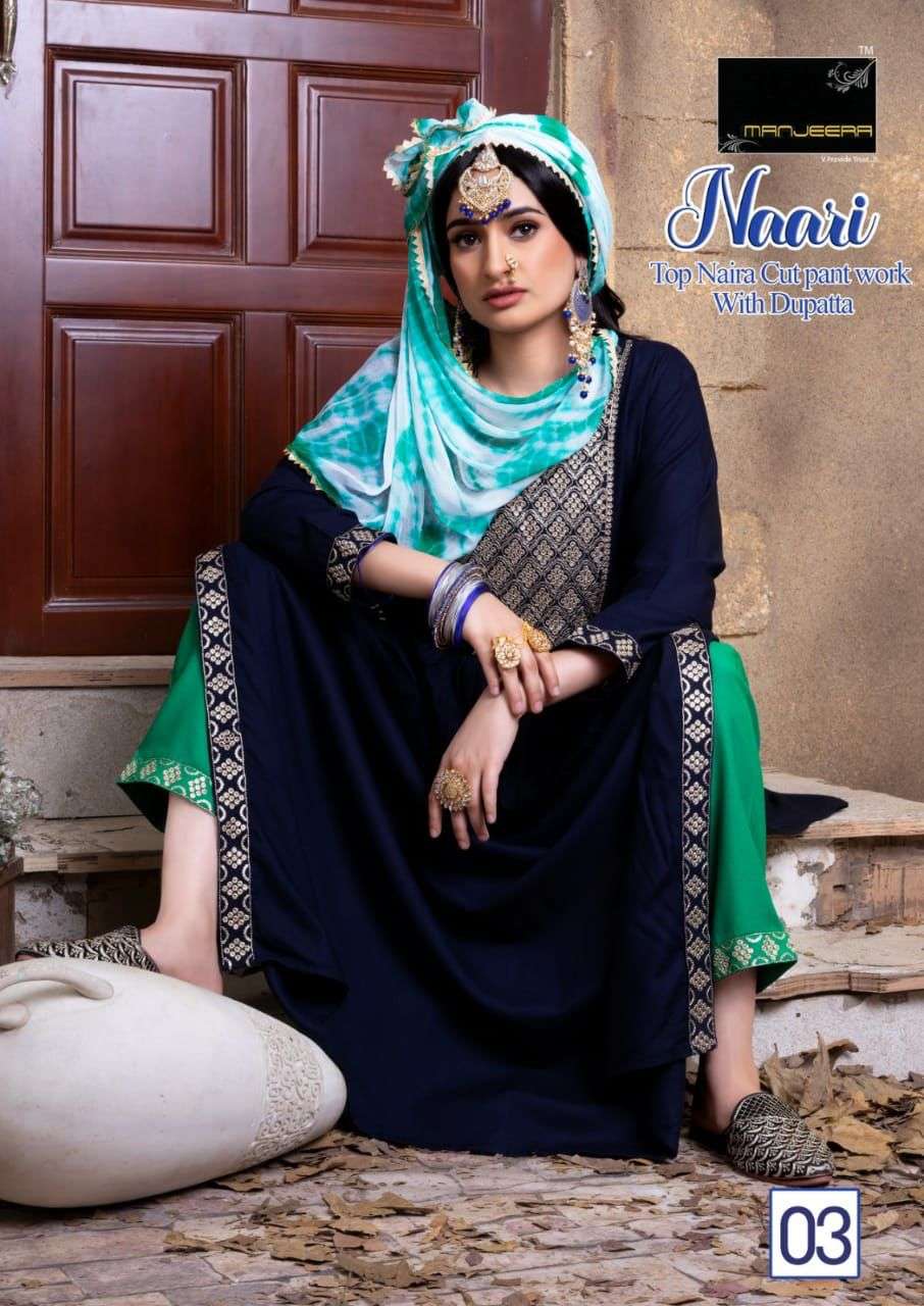 NAARI BY MANJEERA 01 TO 08 SERIES BEAUTIFUL SUITS COLORFUL STYLISH FANCY CASUAL WEAR & ETHNIC WEAR RAYON WITH WORK DRESSES AT WHOLESALE PRICE