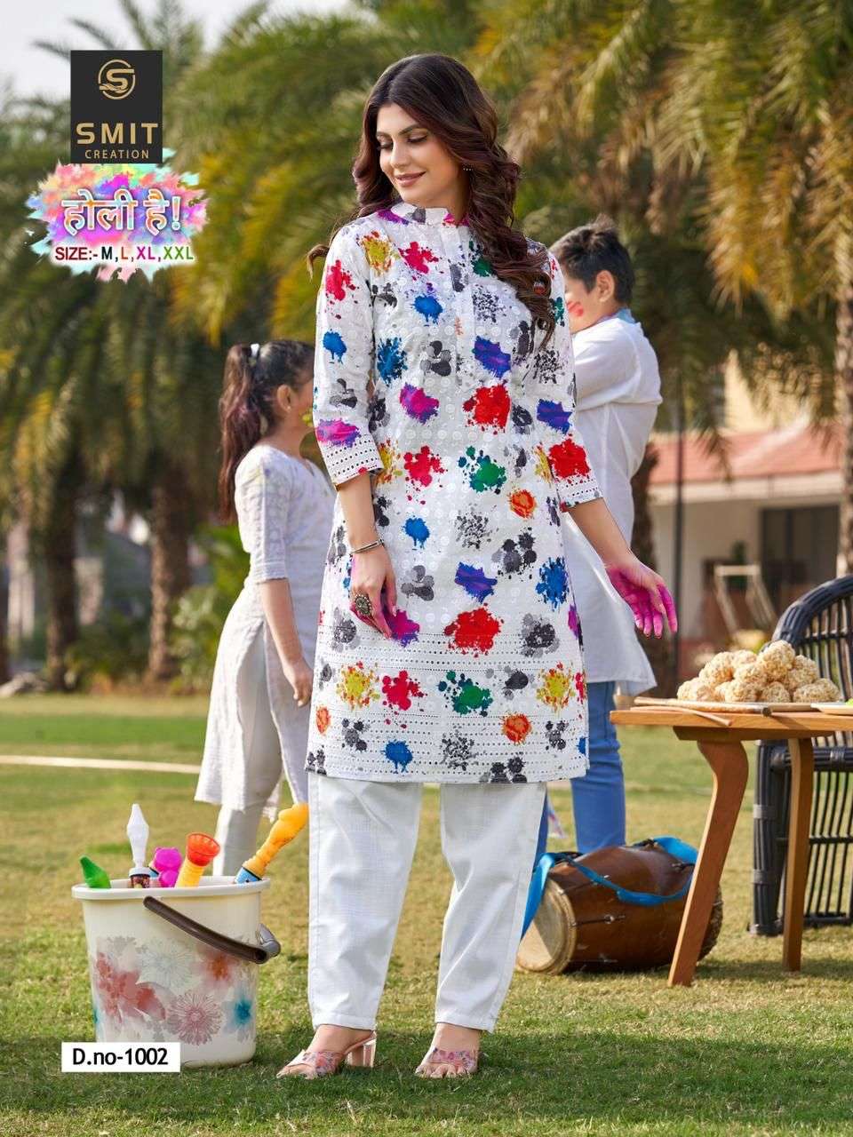 HOLI HAI BY SMIT CREATION 1001 TO 1006 SERIES DESIGNER STYLISH FANCY COLORFUL BEAUTIFUL PARTY WEAR & ETHNIC WEAR COLLECTION COTTON PRINT KURTIS AT WHOLESALE PRICE