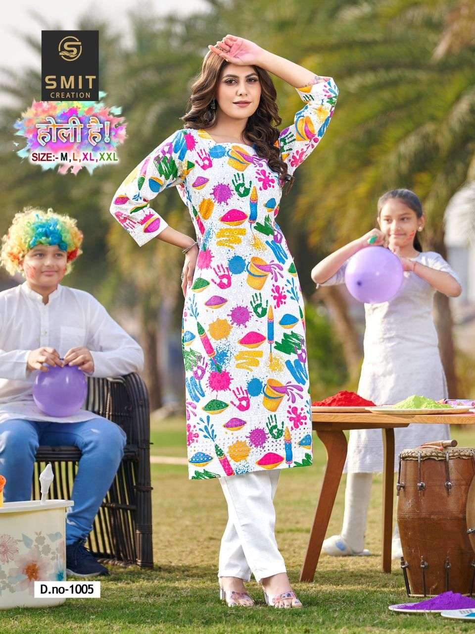 HOLI HAI BY SMIT CREATION 1001 TO 1006 SERIES DESIGNER STYLISH FANCY COLORFUL BEAUTIFUL PARTY WEAR & ETHNIC WEAR COLLECTION COTTON PRINT KURTIS AT WHOLESALE PRICE