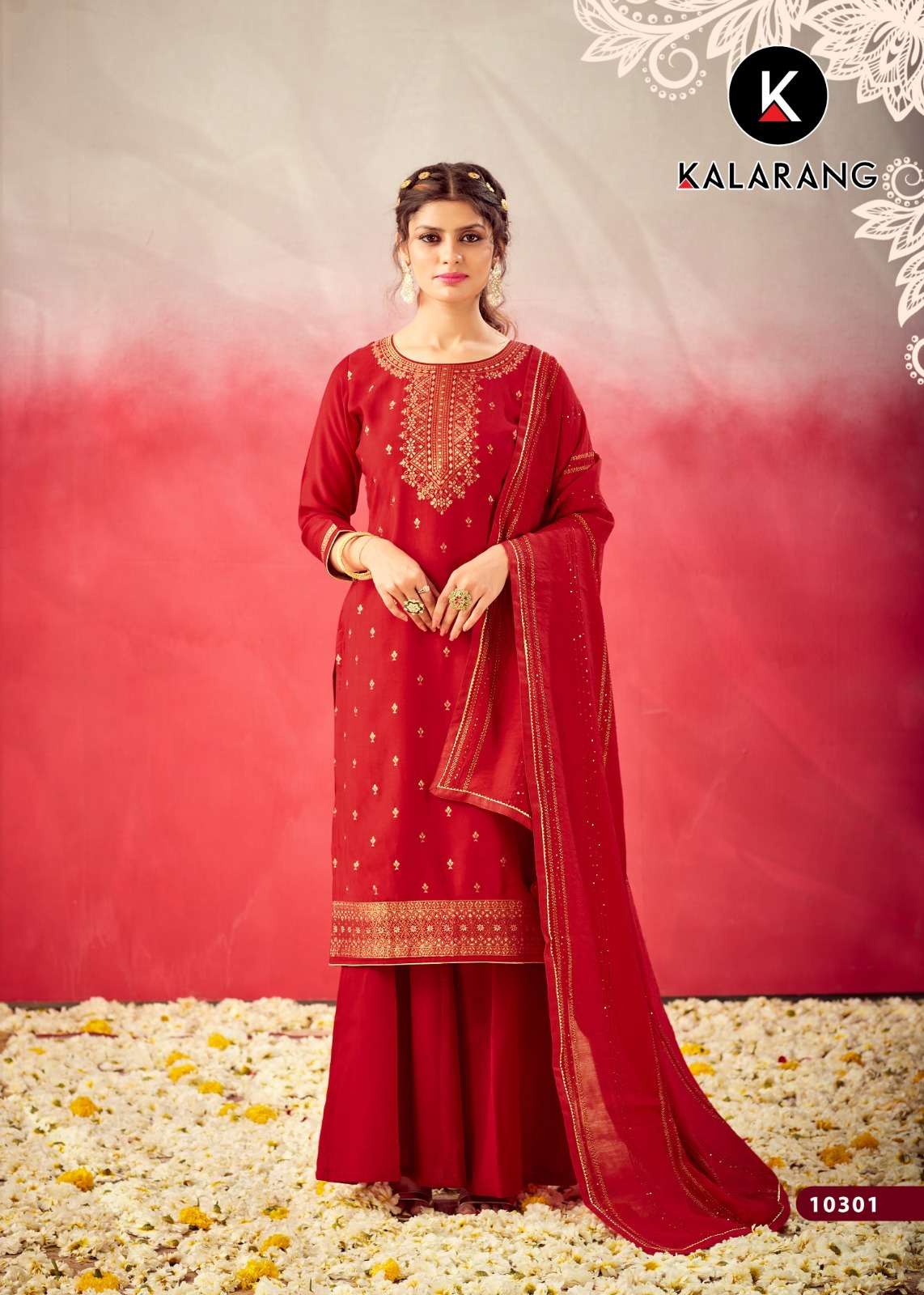 SUHASHINI BY KALARANG 10301 TO 10306 SERIES DESIGNER SHARARA SUITS COLLECTION BEAUTIFUL STYLISH COLORFUL FANCY PARTY WEAR & OCCASIONAL WEAR MUSLIN DOLA JACQUARD DRESSES AT WHOLESALE PRICE