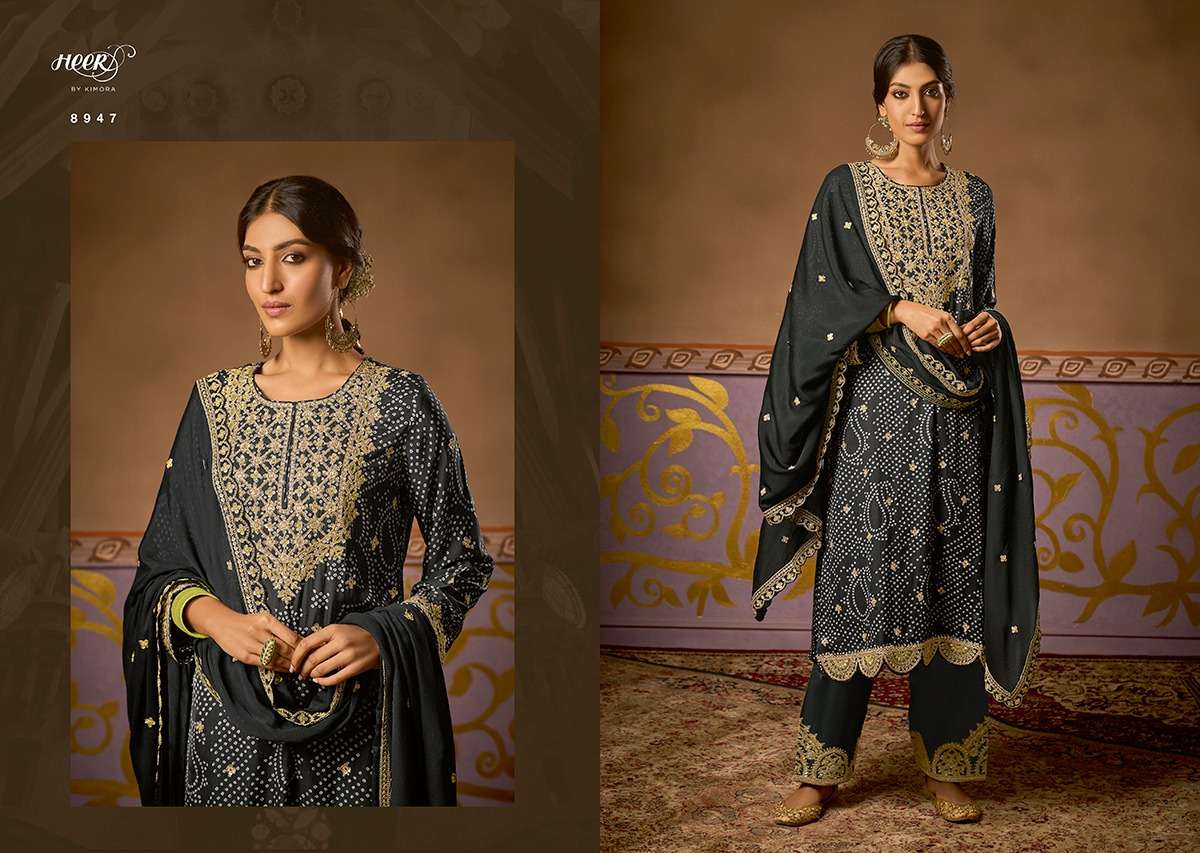 CHAND BIBI BY KIMORA FASHION 8941 TO 8948 SERIES DESIGNER SUITS COLLECTION BEAUTIFUL STYLISH COLORFUL FANCY PARTY WEAR & OCCASIONAL WEAR PURE RUSSIAN DRESSES AT WHOLESALE PRICE