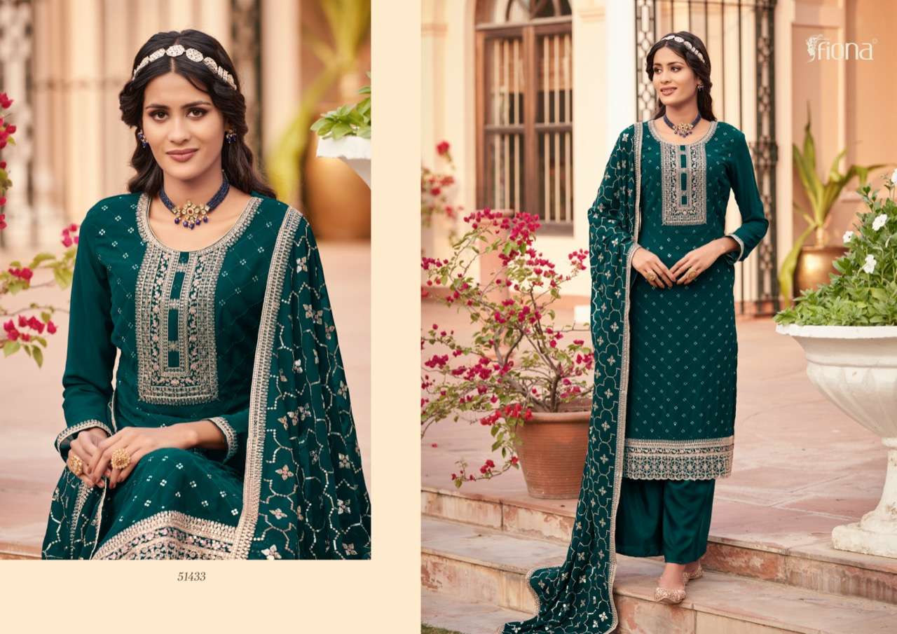 HAZEL BY FIONA 51431 TO 51434 SERIES BEAUTIFUL STYLISH SUITS FANCY COLORFUL CASUAL WEAR & ETHNIC WEAR & READY TO WEAR GEORGETTE EMBROIDERED DRESSES AT WHOLESALE PRICE