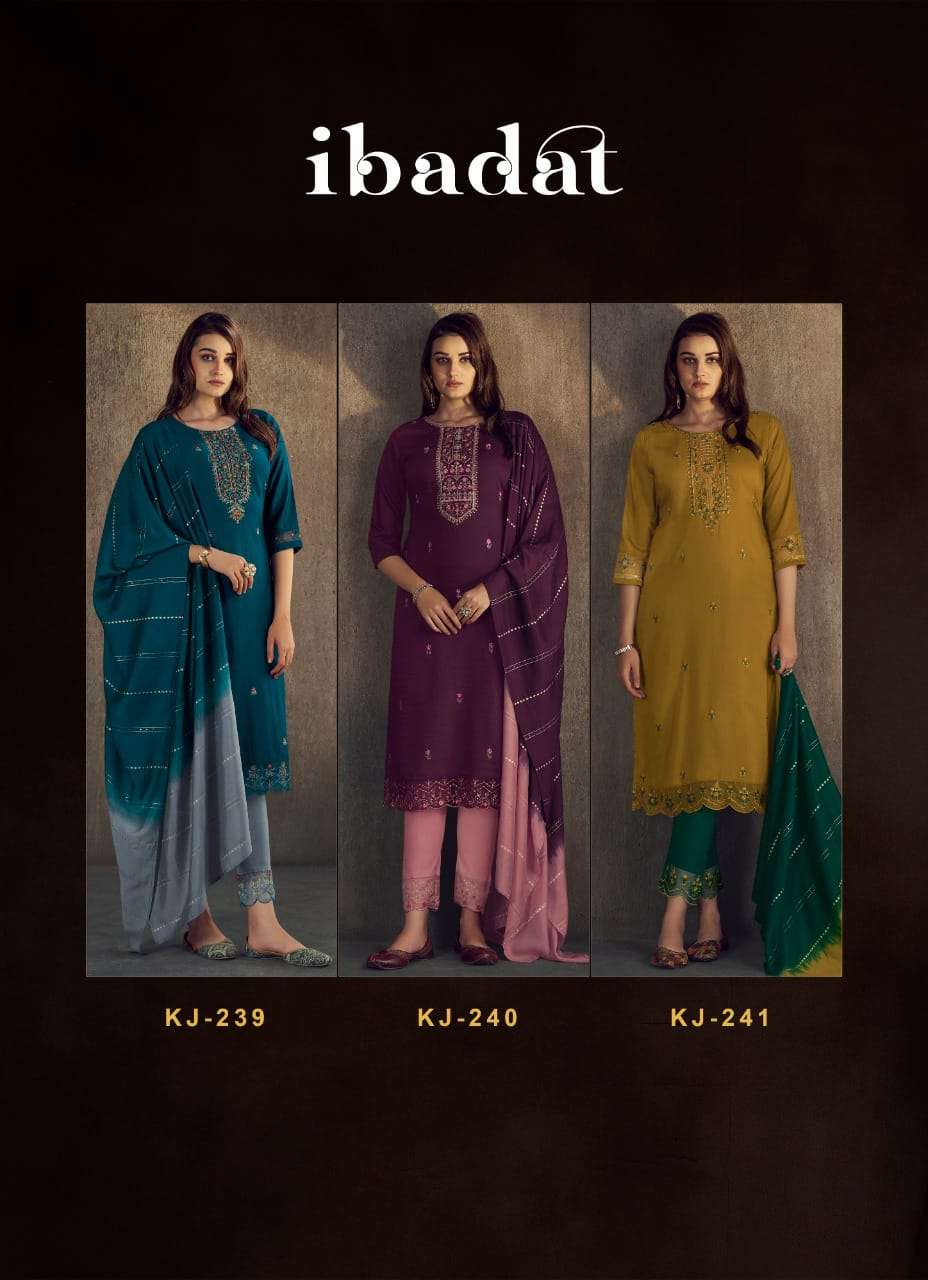 IBADAT BY VASTRIKAA 236 TO 241 SERIES DESIGNER SUITS COLLECTION BEAUTIFUL STYLISH FANCY COLORFUL PARTY WEAR & OCCASIONAL WEAR CHINNON DRESSES AT WHOLESALE PRICE