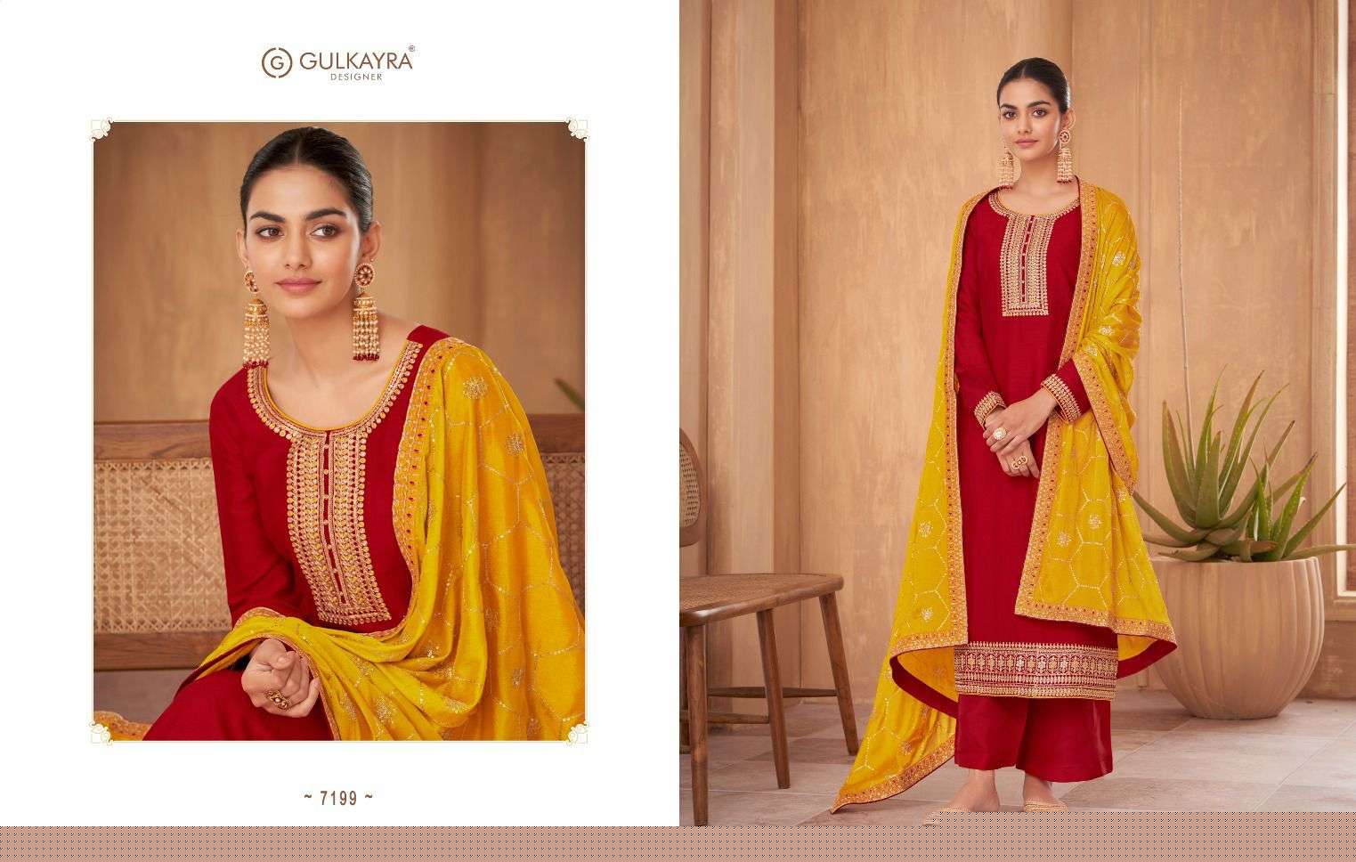 Nayan By Gulkayra Designer 7199 To 7203 Series Beautiful Suits Colorful Stylish Fancy Casual Wear & Ethnic Wear Vichitra Silk Embroidered Dresses At Wholesale Price