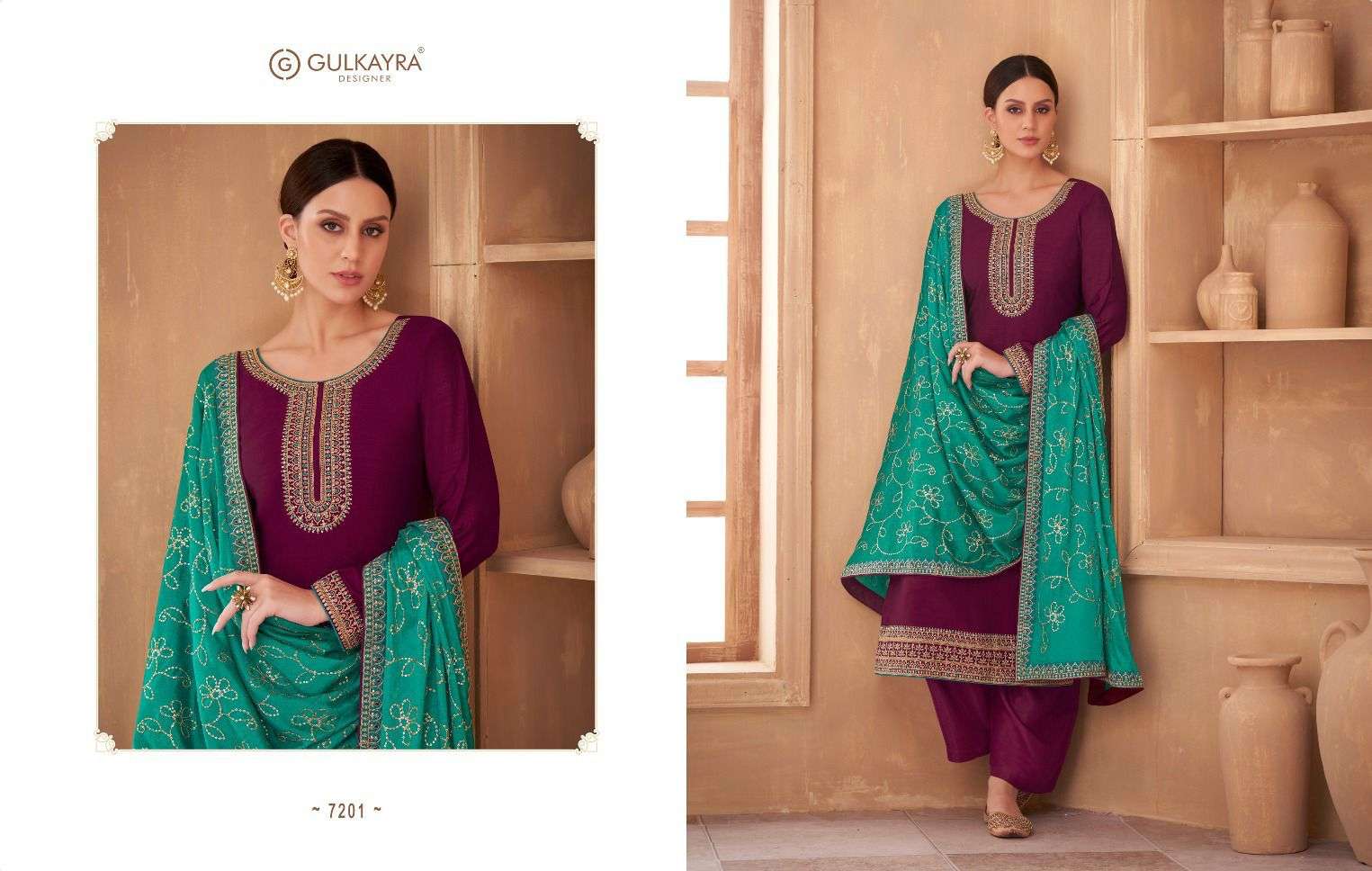 Nayan By Gulkayra Designer 7199 To 7203 Series Beautiful Suits Colorful Stylish Fancy Casual Wear & Ethnic Wear Vichitra Silk Embroidered Dresses At Wholesale Price