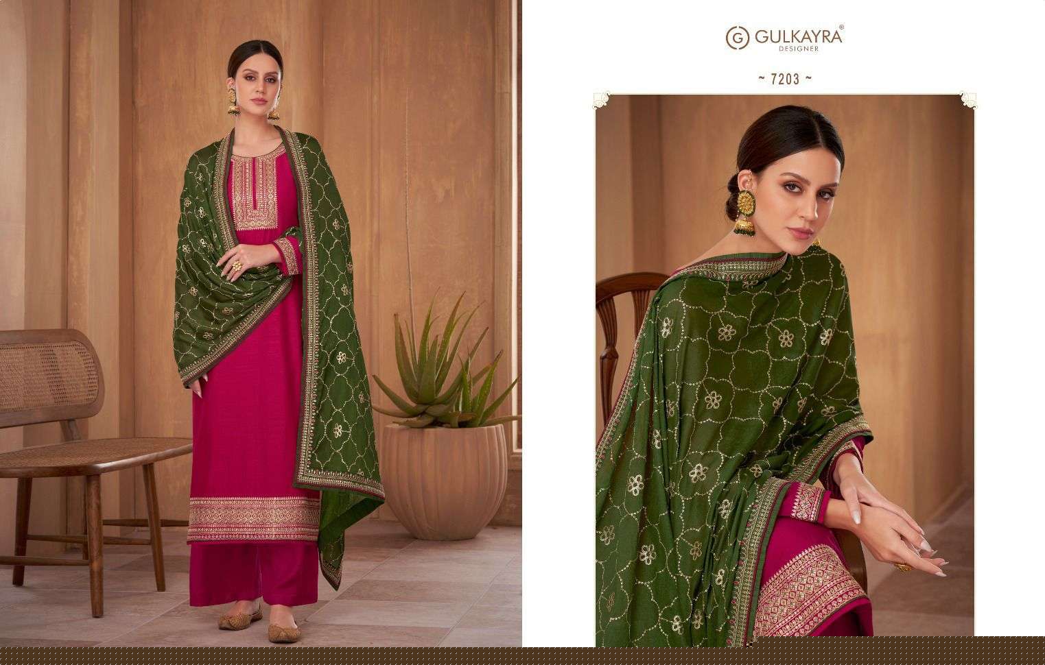 Nayan By Gulkayra Designer 7199 To 7203 Series Beautiful Suits Colorful Stylish Fancy Casual Wear & Ethnic Wear Vichitra Silk Embroidered Dresses At Wholesale Price