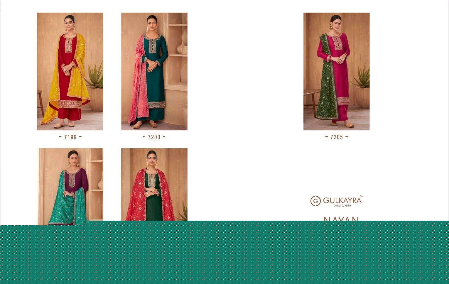 Nayan By Gulkayra Designer 7199 To 7203 Series Beautiful Suits Colorful Stylish Fancy Casual Wear & Ethnic Wear Vichitra Silk Embroidered Dresses At Wholesale Price