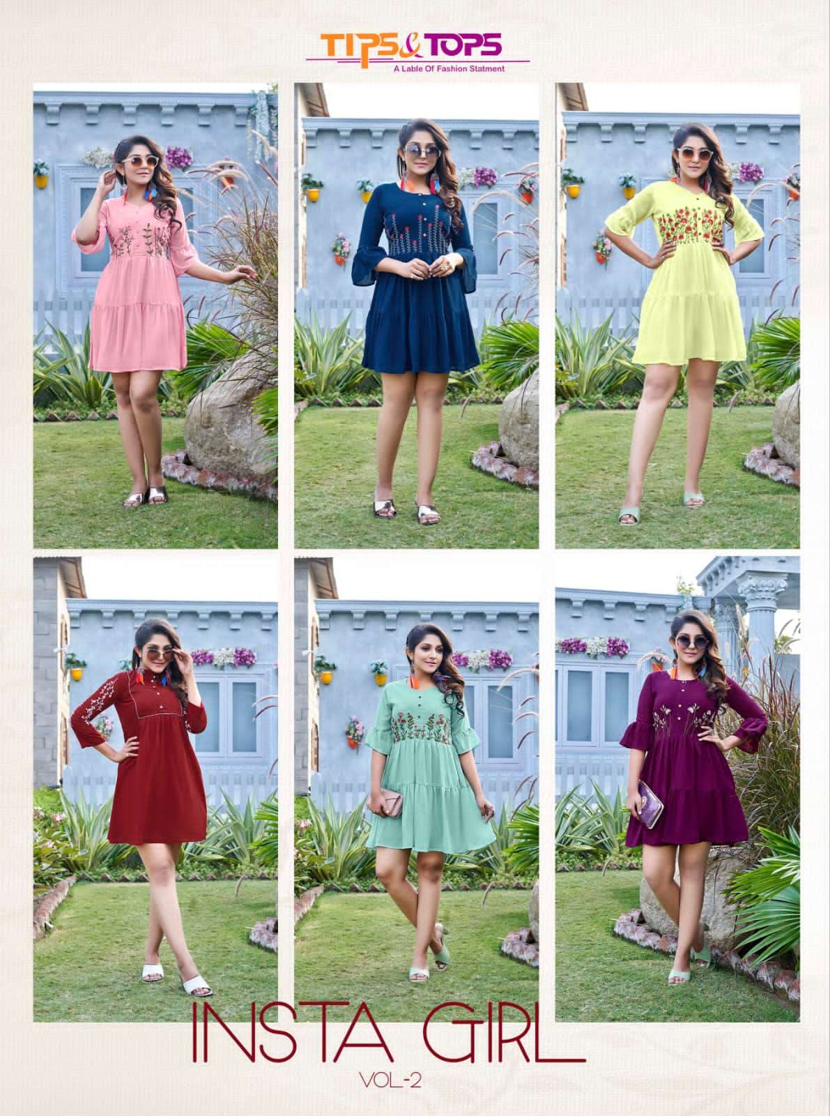 INSTA GIRL VOL-2 BY TIPS AND TOPS 1001 TO 1006 SERIES BEAUTIFUL STYLISH FANCY COLORFUL CASUAL WEAR & ETHNIC WEAR HEAVY GEORGETTE TOPS AT WHOLESALE PRICE