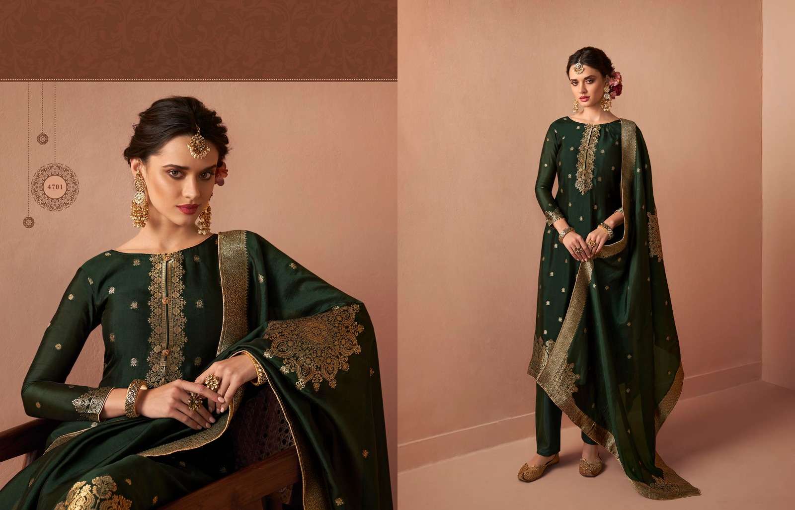 ALINA BY CHARMY 4701 TO 4706 SERIES BEAUTIFUL SUITS COLORFUL STYLISH FANCY CASUAL WEAR & ETHNIC WEAR VICHITRA SILK EMBROIDERED DRESSES AT WHOLESALE PRICE