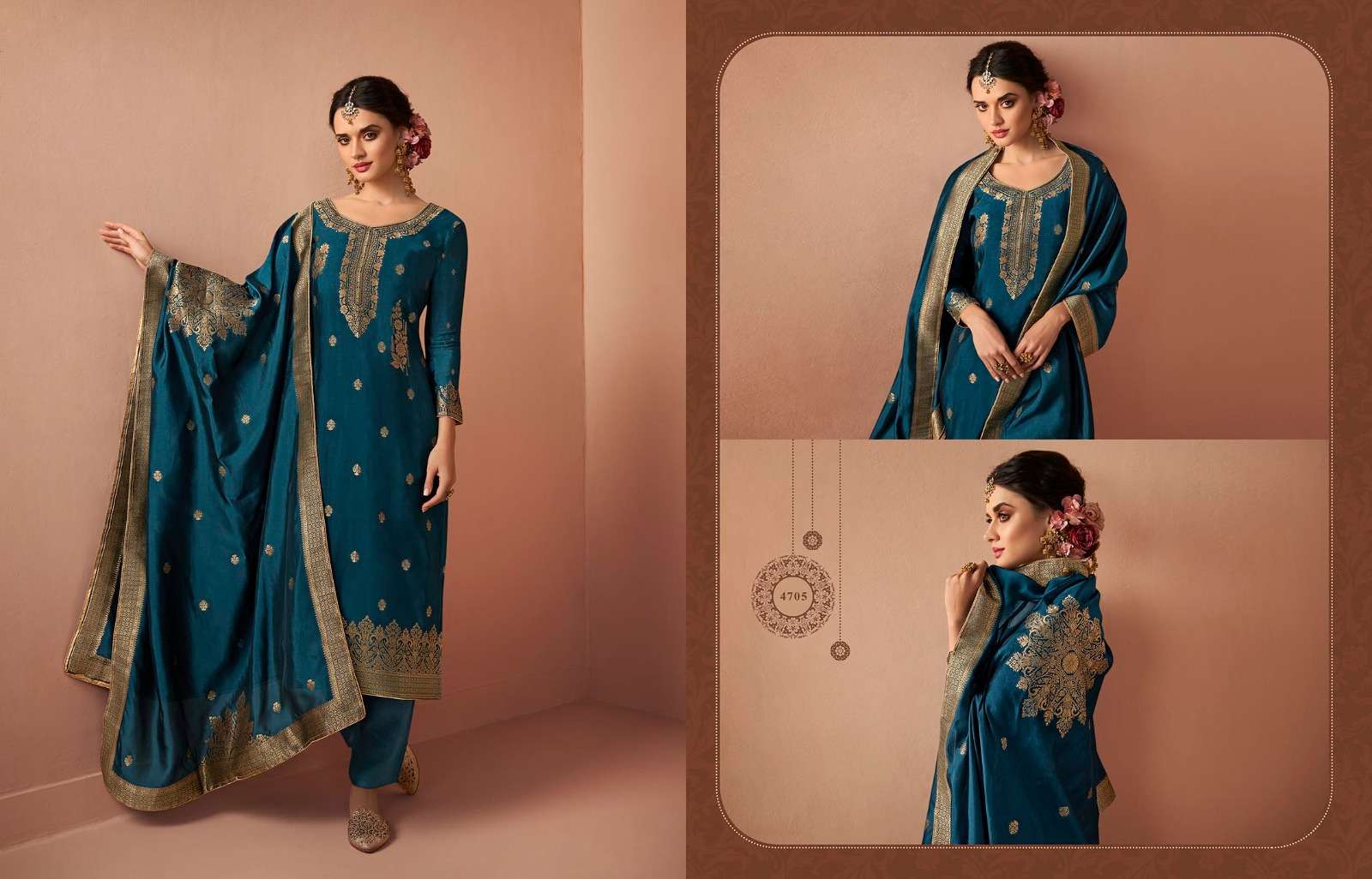ALINA BY CHARMY 4701 TO 4706 SERIES BEAUTIFUL SUITS COLORFUL STYLISH FANCY CASUAL WEAR & ETHNIC WEAR VICHITRA SILK EMBROIDERED DRESSES AT WHOLESALE PRICE