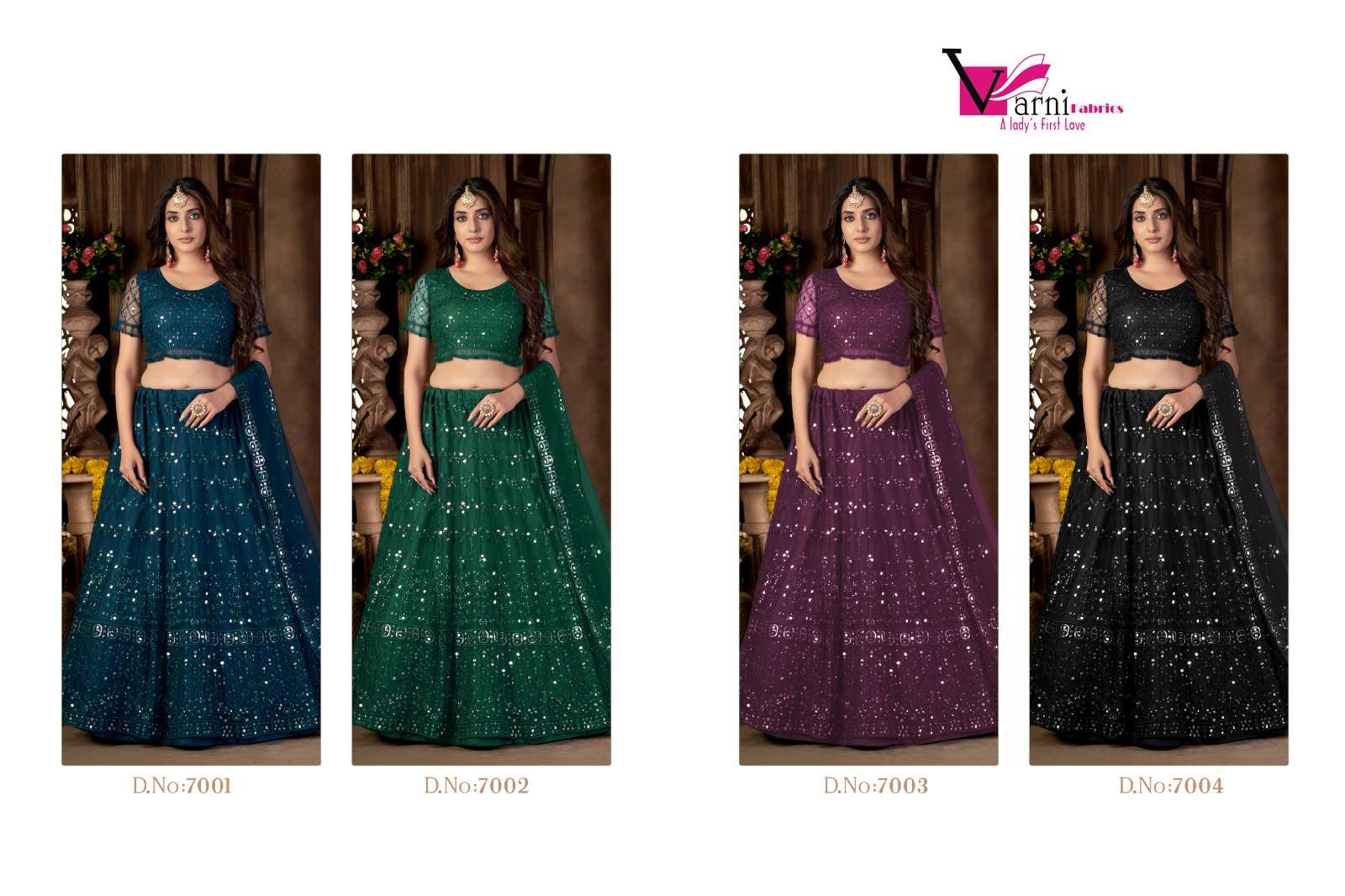 Zeeya Mehak By Varni Fabrics 7001 To 7004 Series Designer Beautiful Navratri Collection Occasional Wear & Party Wear Net Lehengas At Wholesale Price